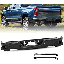 JSBOYAT Rear Bumper Assembly Compatible with 2019 2020 2021 2022 2023 2024 Chevy Silverado 1500/GMC Sierra 1500, W/Dual Exhaust, W/Parking Aid Sensor Hole Matt Black