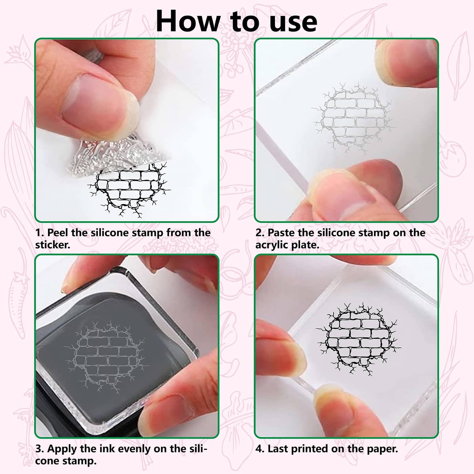 CRASPIRE Brick Wall Background Clear Rubber Stamps Reusable Vintage Retro Silicone Transparent Seals Stamp for Journaling Card Making Friends DIY Scrapbooking Photo Frame Album Decor 6.3 x 4.3inch - Image 3