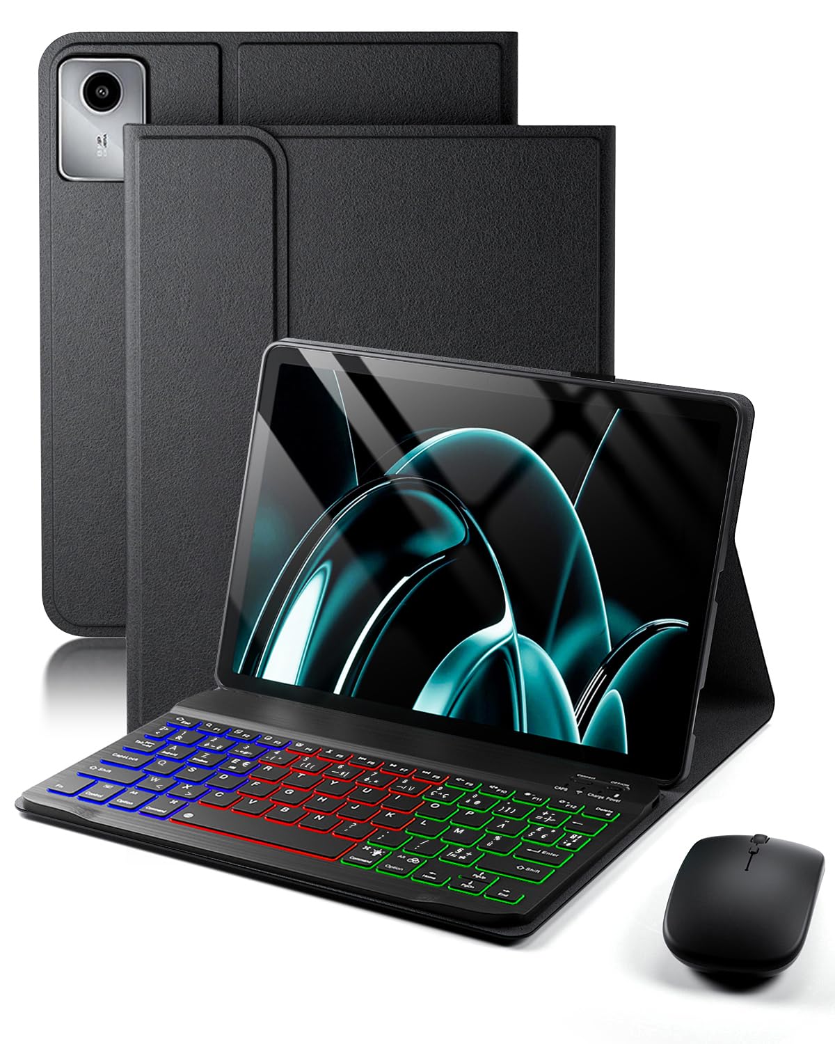 pour Lenovo Idea Tab (2025 TB336ZU/TB336FU)/ Lenovo Tab M11 (2024 TB330FU/TB330XU) 11 Pouces Coque avec Bluetooth sans Fil Français (AZERTY) Clavie Rétroéclairé Souris,Éclairage Arrière Keyboard Case