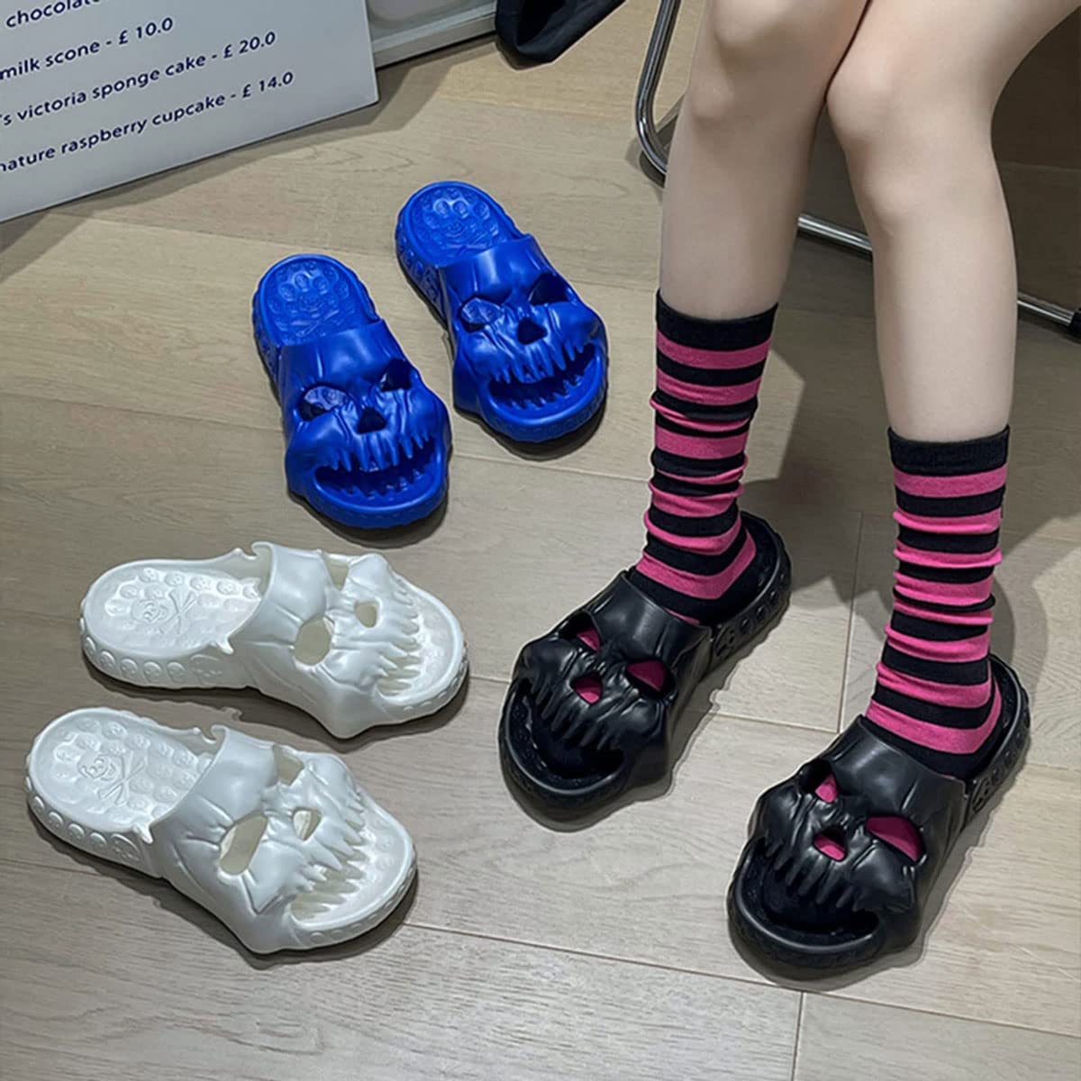 Skull Graphic Molded Slides Light Blue slide-17-seablue-skulls-scaled.jpg main image 4