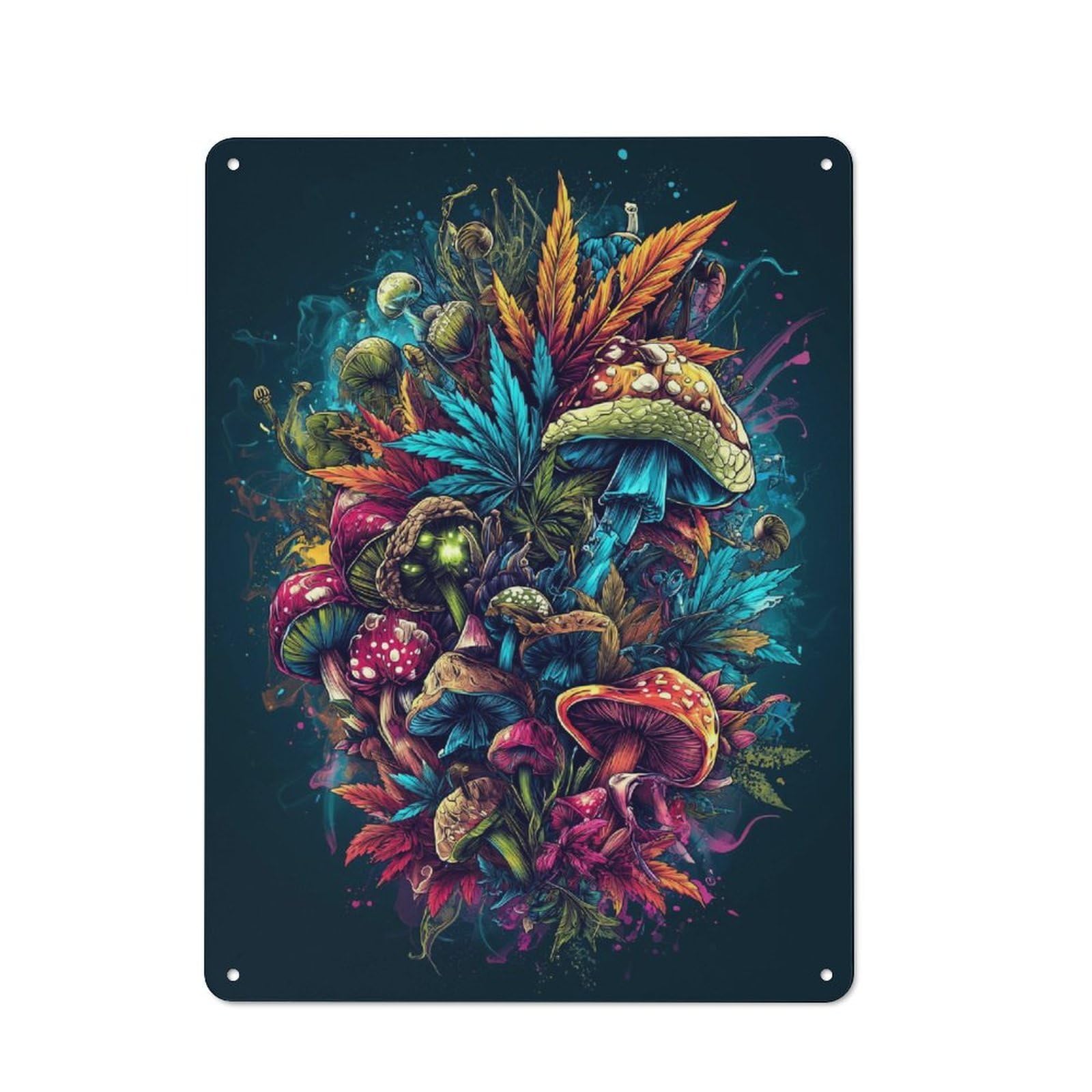 Junmoney Vibrant Mushroom Fantasy Retro Metal Sign 40X30cm For Lounge Or Reading Corner, For An Autumn Wall Display In Lounge And Reading Corner
