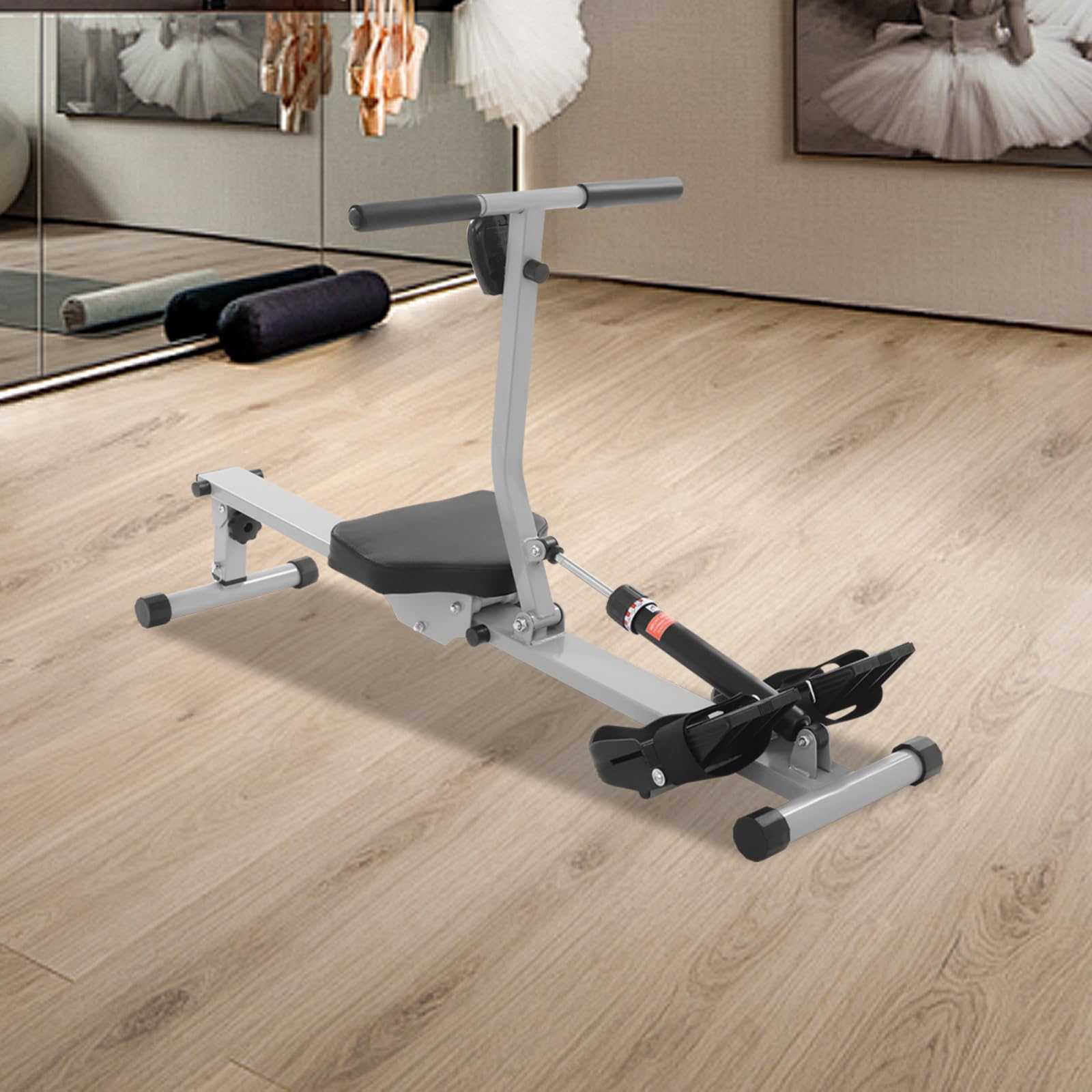 Rameur pour la maison, rameur d'appartement avec 12 niveaux de résistance, pliable, rameur ultra silencieux pour un ajustement confortable, entraîne tout le corps, le ventre, le dos, affichage LED