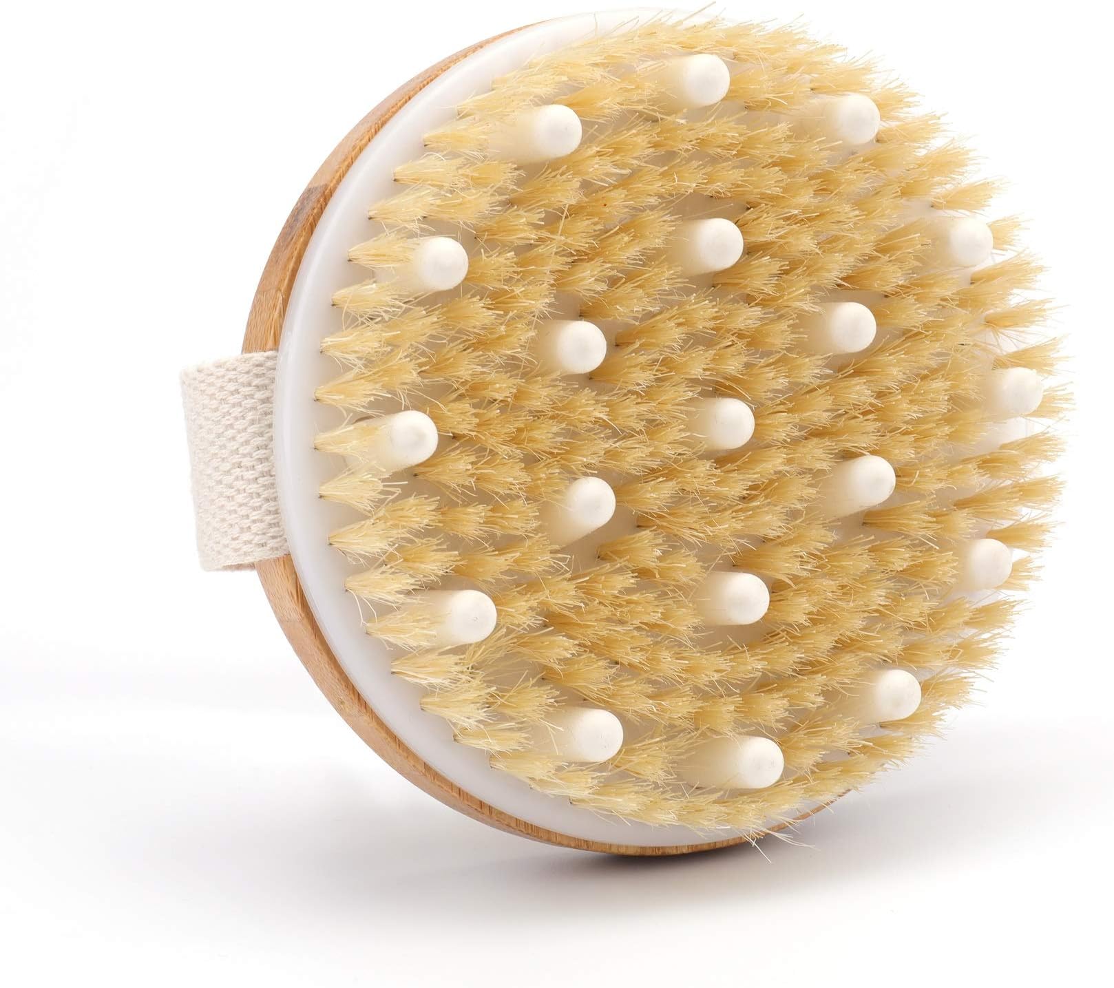 Body Brush for Wet or Dry Brushing with Massage Nodes and Strap - Gentle Exfoliating for Softer, Glowing Skin - Get Rid of Your Cellulite and Dry Skin, Improve Your Circulation