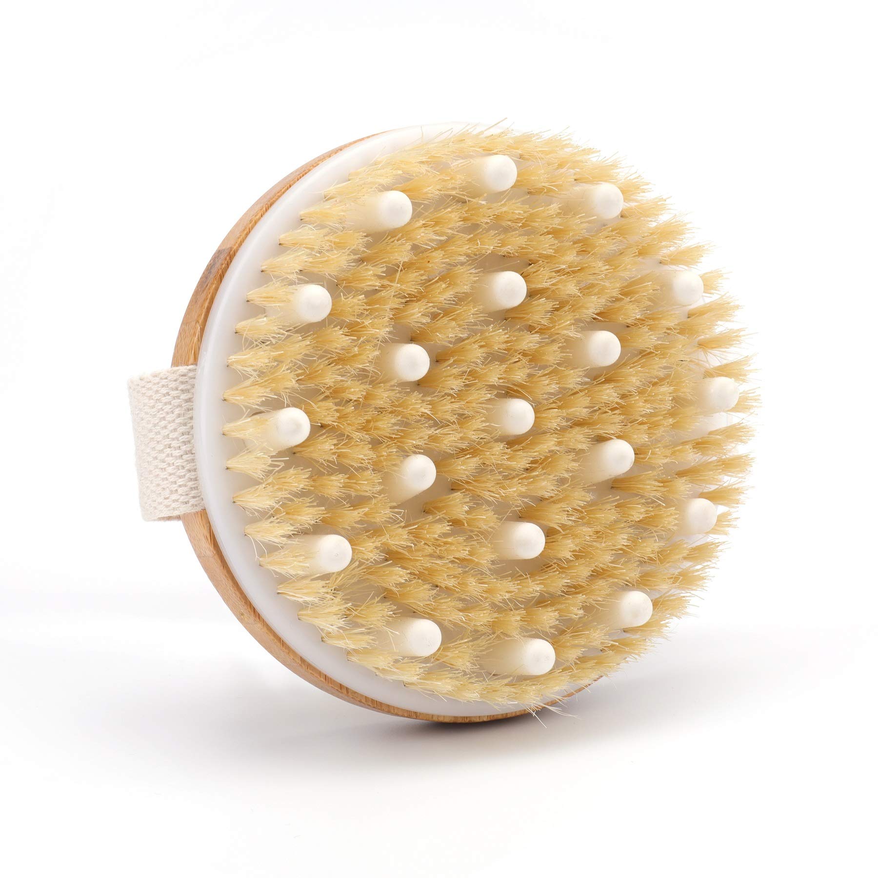Body Brush for Wet or Dry Brushing with Massage Nodes and Strap - Gentle Exfoliating for Softer, Glowing Skin - Get Rid of Your Cellulite and Dry Skin, Improve Your Circulation