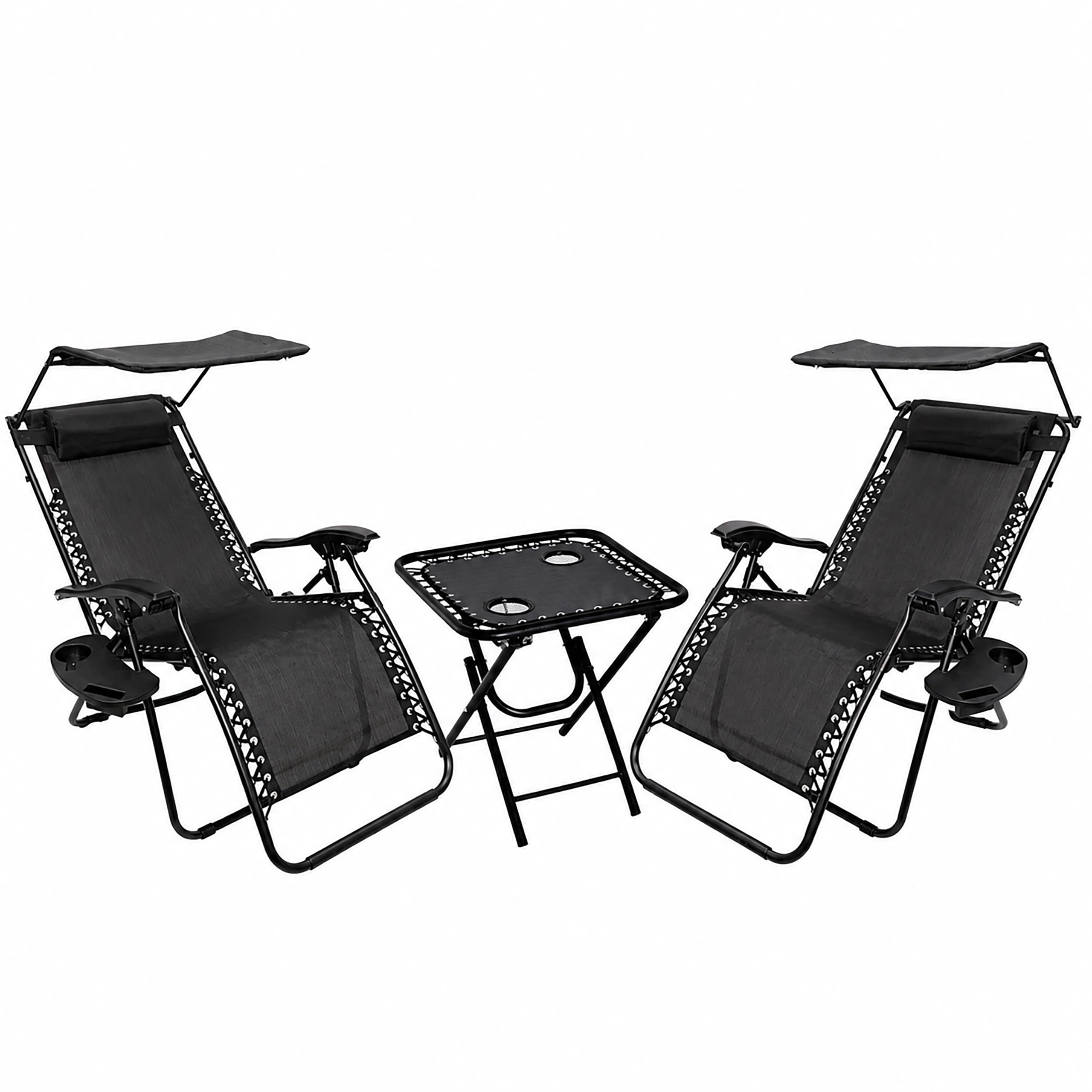 Garden Mile Juego de 2 tumbonas Negras de Gravedad Cero para el Sol, 2 Unidades, sillas de salón textoline, Muebles de jardín para Exteriores, Asientos Interiores, tumbonas, reclinables