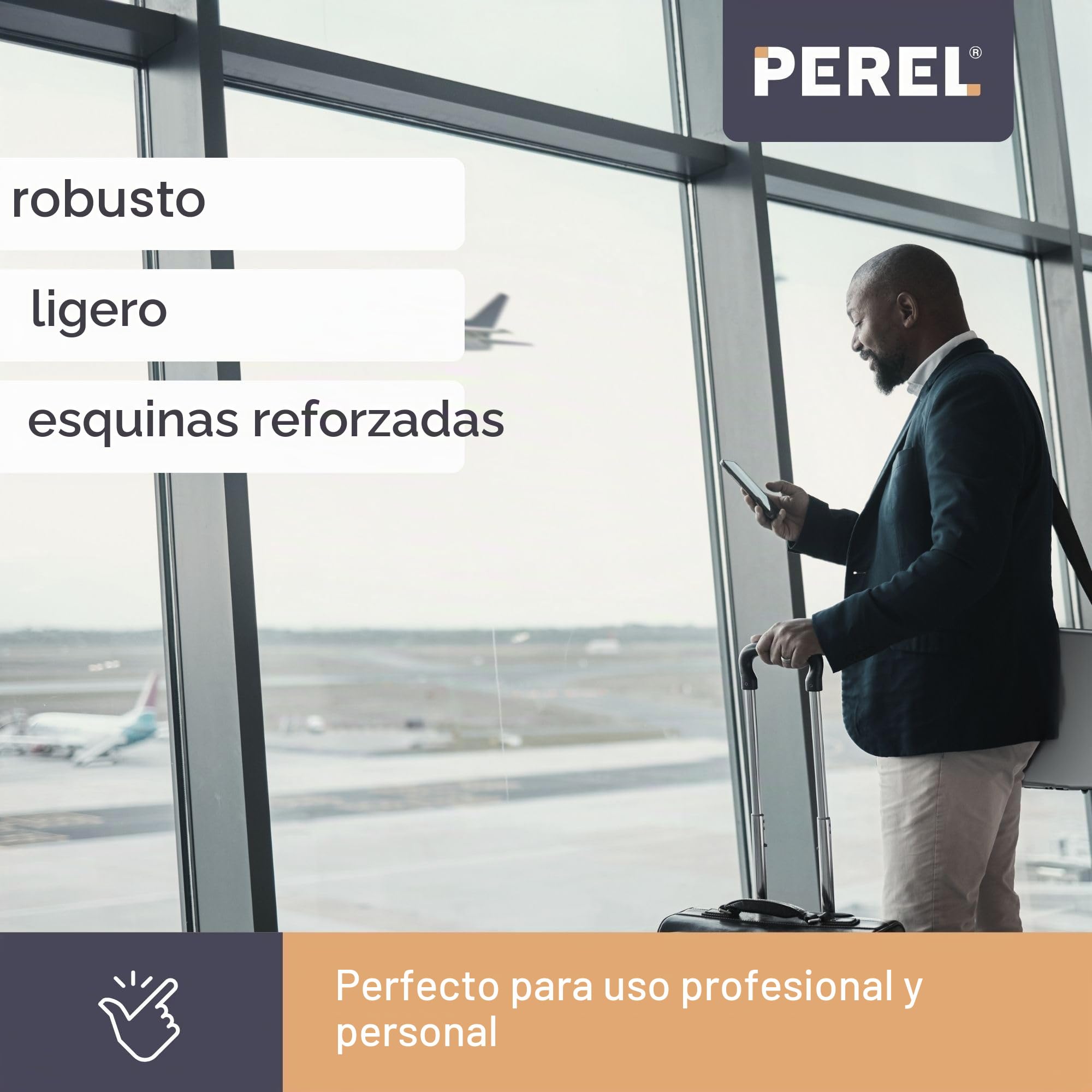 Perel Maletín para portátil y documentos A4, con 2 cerraduras de combinación, correa para el hombro y esquinas reforzadas, perfecto para uso diario, robusto, de aluminio, gris, 460 x 335 x 110 mm