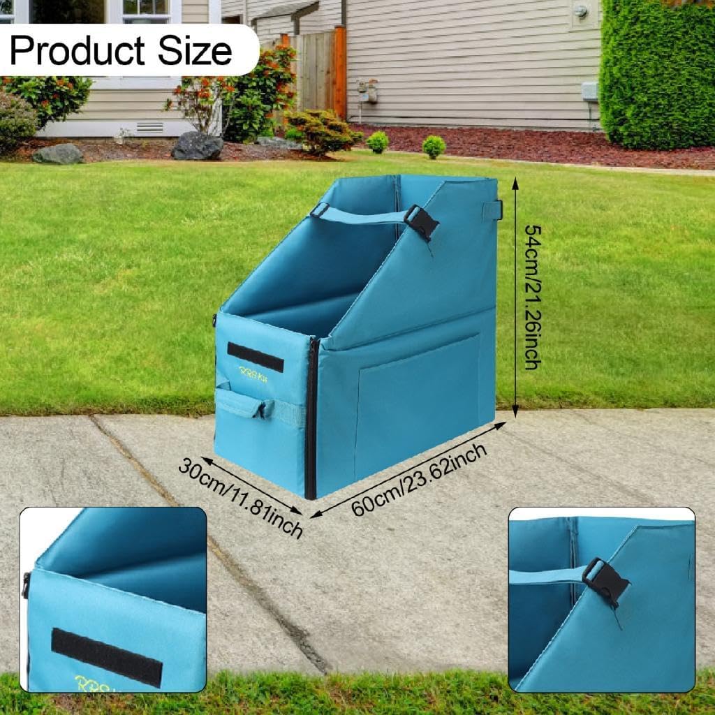 Folding Bike Storage Box,Bicycle Organizer Carrying Zipper Carrier Travel Case with Dust Cover for Outdoor Cycling, Bright Blue