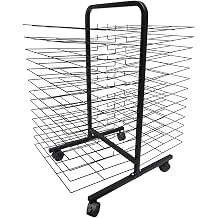 Metal Steel Double-Sided Wire Drying Rack with Removable Shelves, Mobile Art Drying Rack for Classroom Paint Drying Rack Canvas Rack Art Storage Stack Rack for Painting, Drawings  Size 26 Shelves