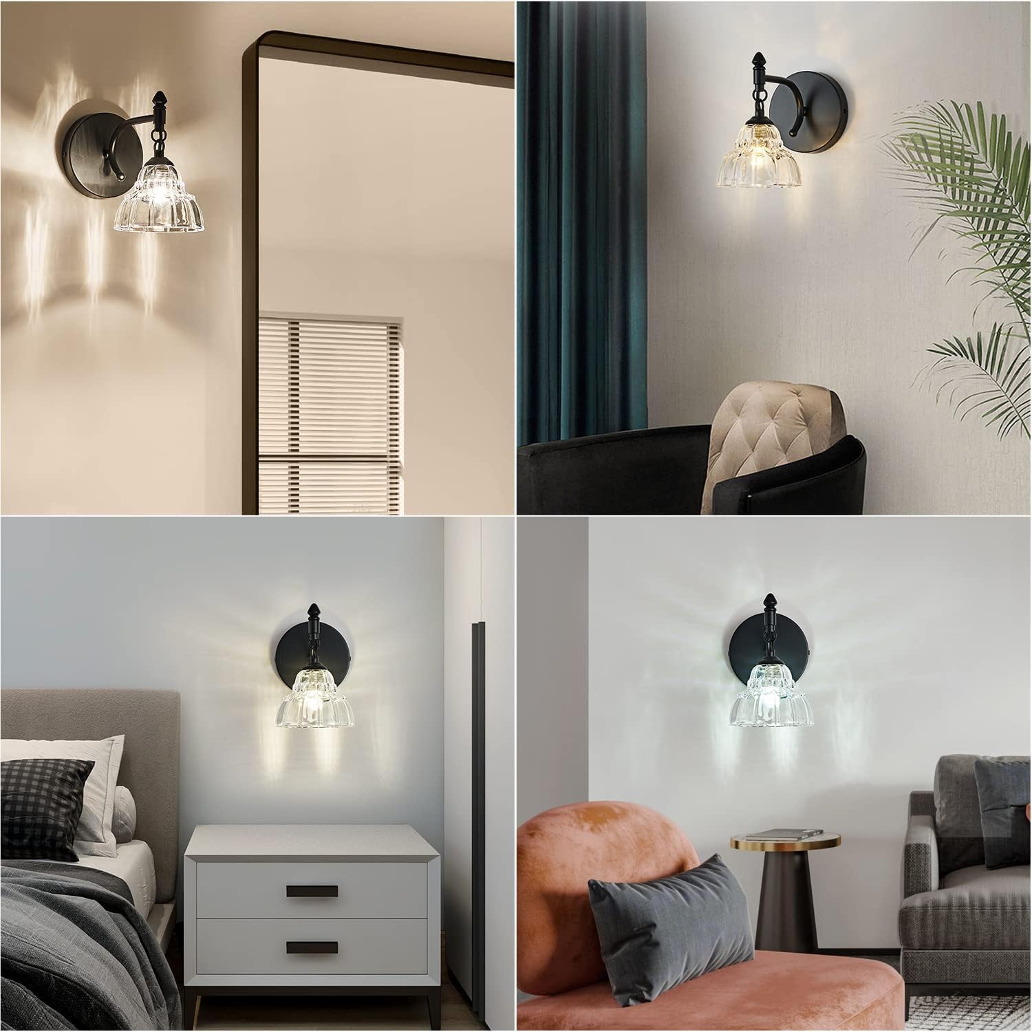 Modern Bathroom Vanity Lights - Matte Black Wall Sconces with Over-Mirror Light Fixture for Bathroom, Powder Room