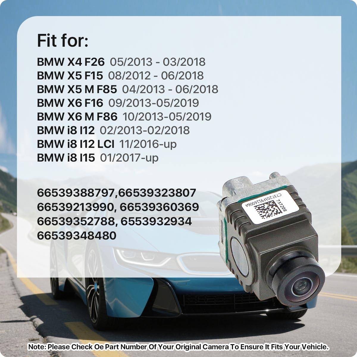 66539360369 Surround 360 Front Rear Side View Camera for BMW X4 X5 X6 I8 F26 F15 F85 F16 F86 I12 I15, OE Cam Replaces 66539388797, 66539323807, 66539213990, 66539352788, 6553932934 by GreenYi