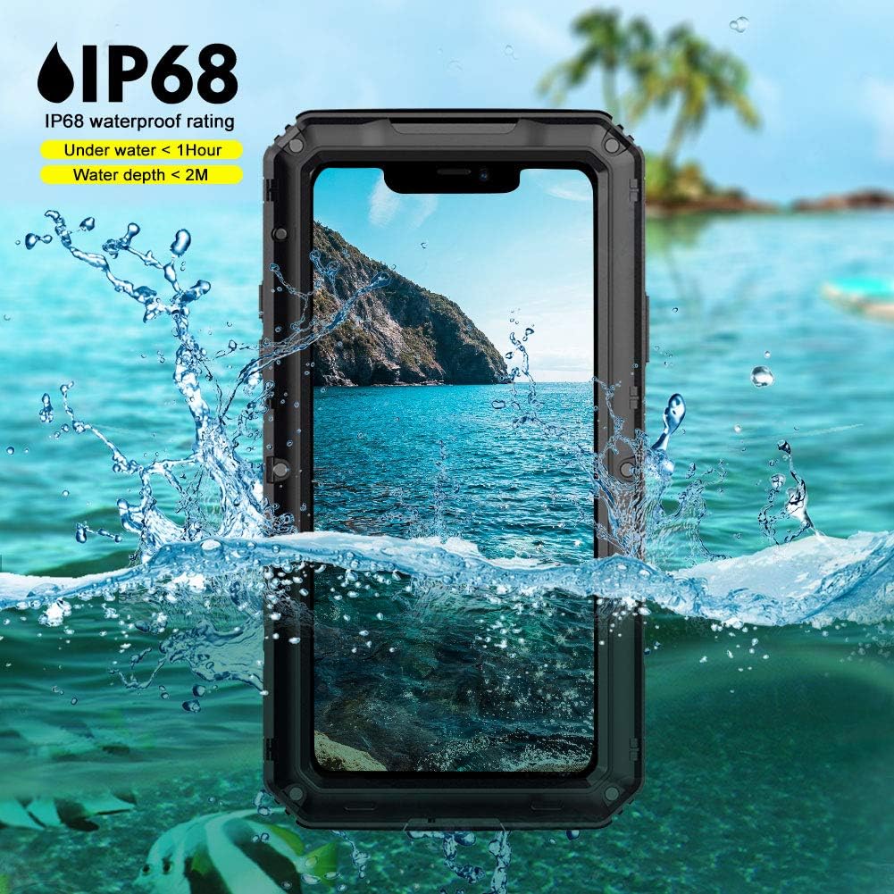Beasyjoy for iPhone 11 Pro Max Case Waterproof Metal Case Heavy Duty Built-in Screen Full Body Protective Shockproof Military Grade Black