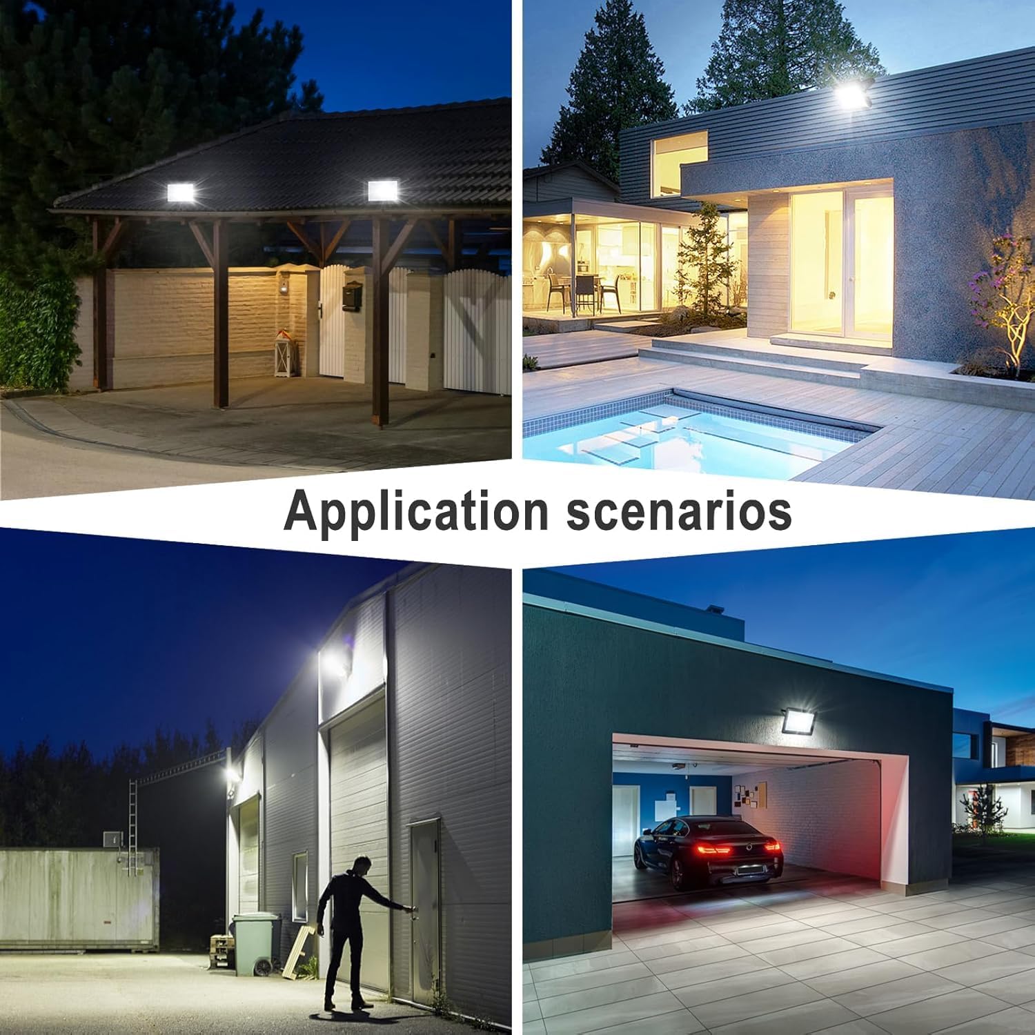 50W LED Flood Light 2 Pack IP66 Waterproof Exterior Security Outdoor Flood Light with Plug Floodlights for Playground, Yard, Stadium, Lawn, Garage, Aisle, 6000K Daylight