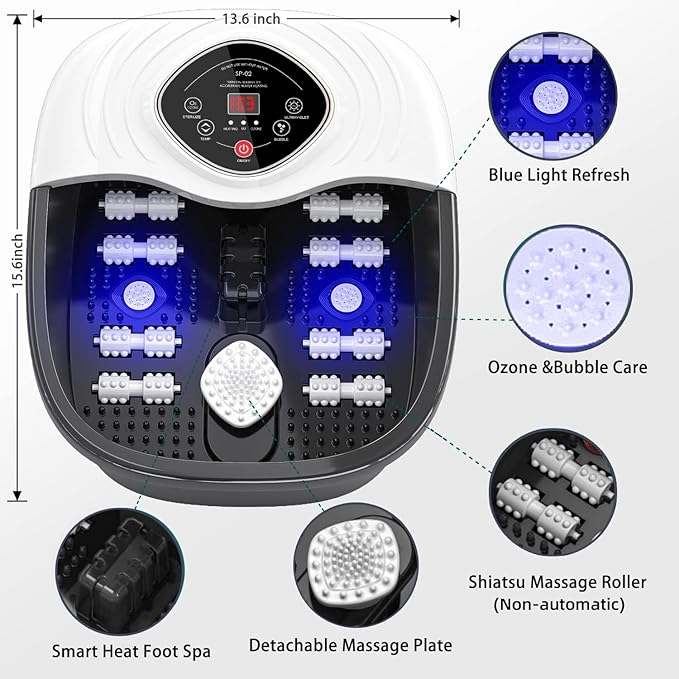 Spa de pies con calor, burbujas y rodillos shiatsu miniatura 5