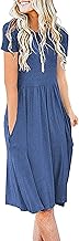AUSELILY Women's Summer Casual Short Sleeve Pleated A-Line Empire Waist Knee Length Dresses
