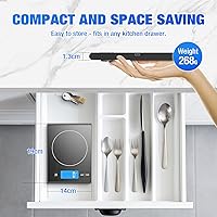 Vista 7 de Diyife - Báscula de cocina recargable de acero inoxidable 304, báscula digital de alimentos de 33 libras con pantalla LCD, baterías y carga tipo C