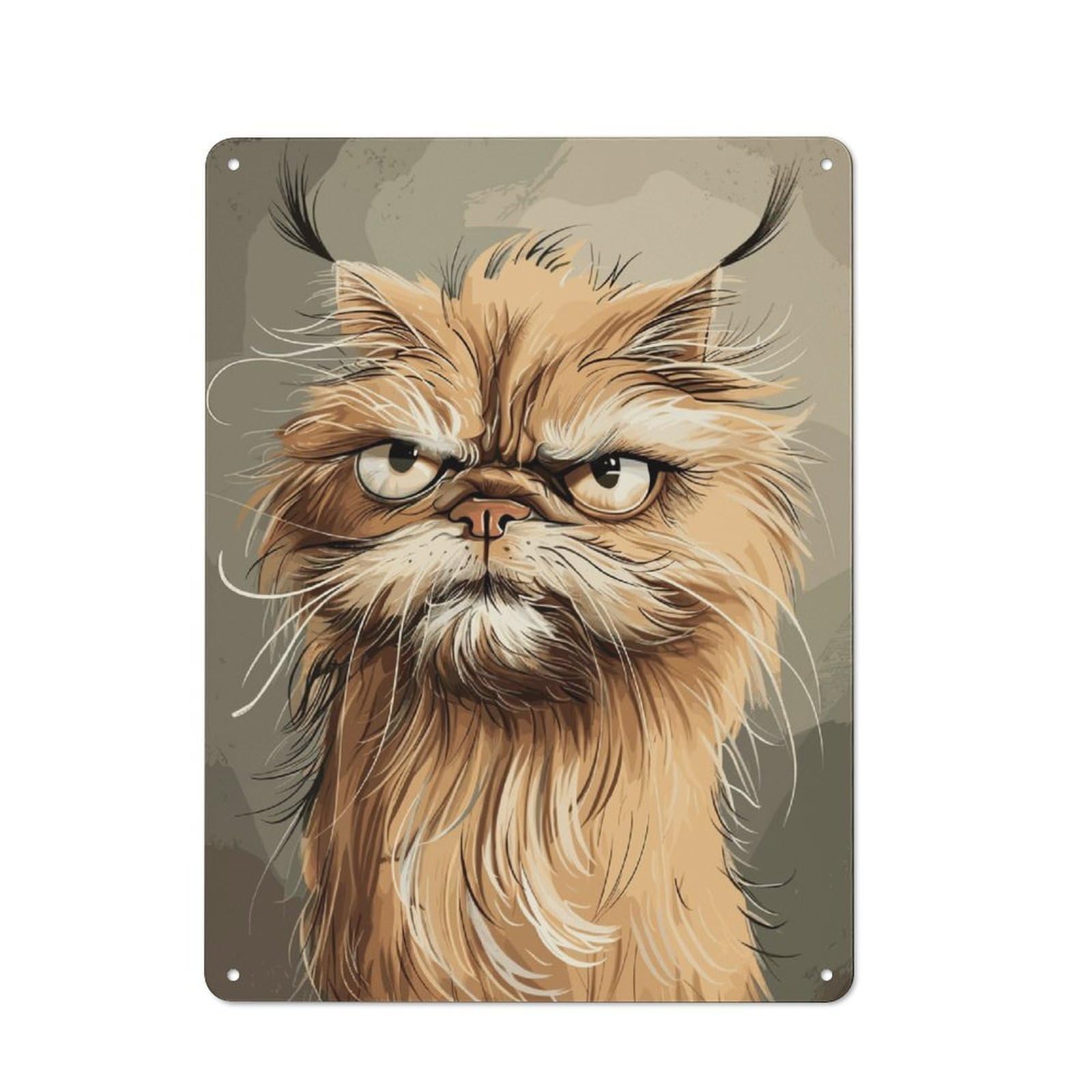 Junmoney Persian Cat Caricature Metal Sign 40X30cm With For Workshop Wall, Vintage Decor, A Decorative Christmas Gift For Metal Sign Collectors