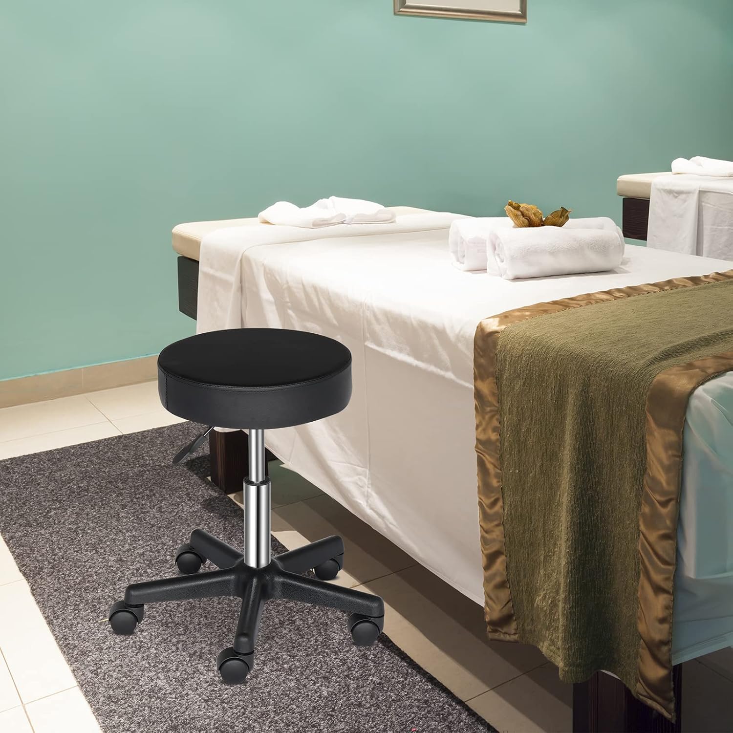 Round Rolling Stools,Saddle Stool Chair,Round Stool Plastic Arch Feet Rotation Bar Stool with Wheels for Standing Desk, Salon, Medical, Office