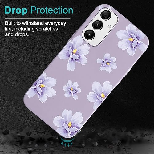Miniatura 4 de Paquete de 2 fundas de teléfono con patrón de flores para Samsung Galaxy A35 5G de 6,6 pulgadas, bonito diseño estético con TPU delgada de silicona