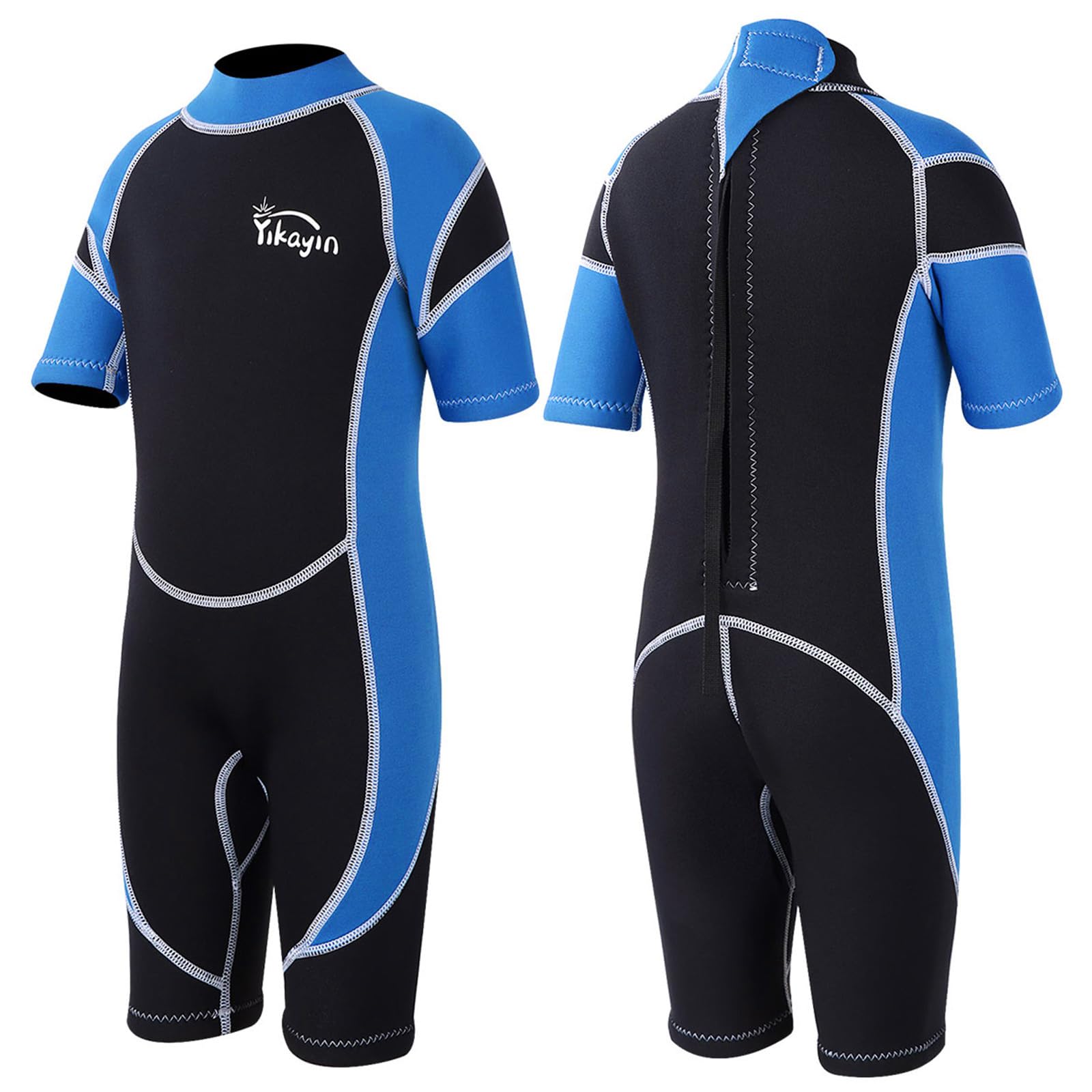 Yikayin Neoprenanzug Kinder Kurz, 2.5mm Neopren Shorty für Jungen Mädchen, Thermo UV Schwimmanzug Rückenreißverschluss zum Schwimmkurs, Tauchen, Surfen, Schnorcheln