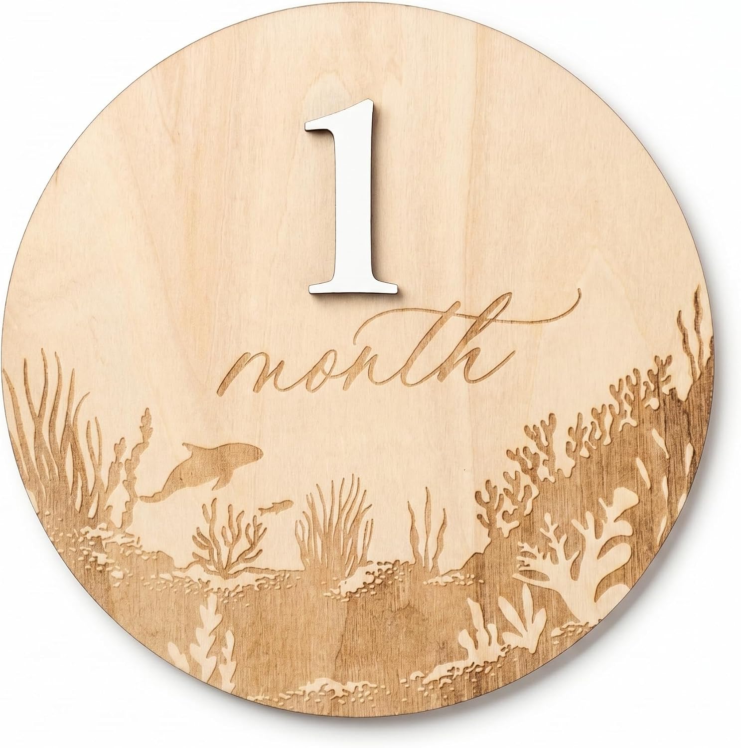 Baby's Monthly Milestone Marker 1-12 Month Milestone Marker, Double-Sided Wooden Milestone Marker, Newborn Photography Accessories, Wooden 3D Milestone Cards for Photos, Nursery Room Decoration (QR5)