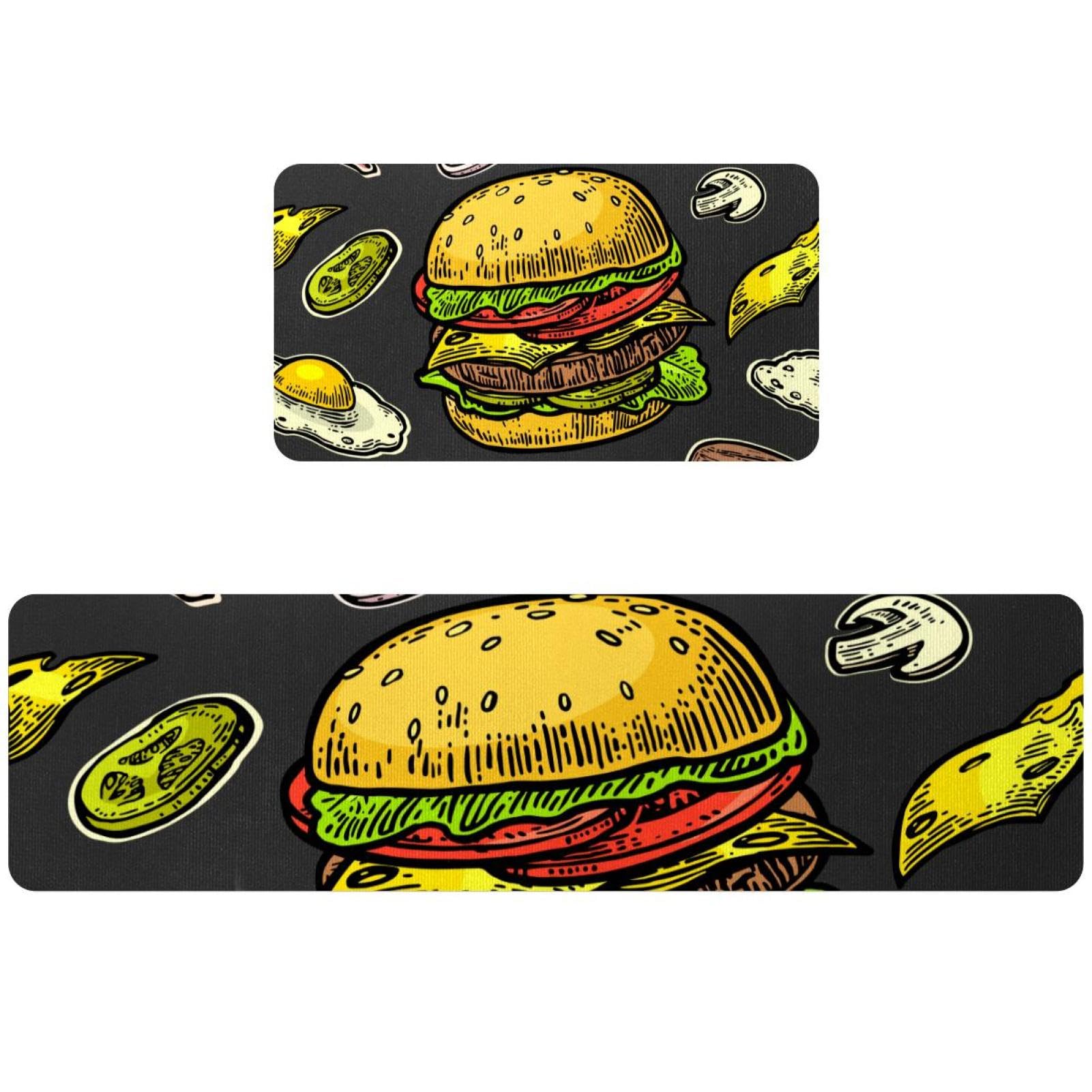 Tapis de cuisine antidérapants lavables lot de 2 sécurité escalope légumes