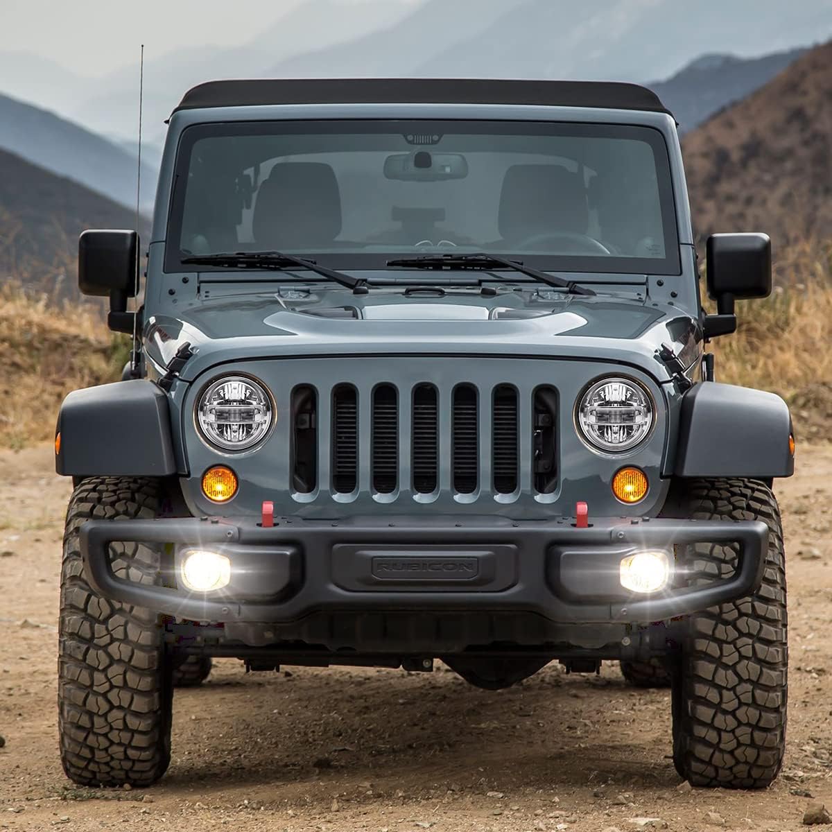 AUDEXEN 4 Inch Led Fog Lights, Smiley Design Front Bumper Replacements Foglights Compatible with Jeep Wrangler JK JKU TJ CJ LJ Freedom Edition 2007-2018 Fog Lamps, DOT Compliant, Black