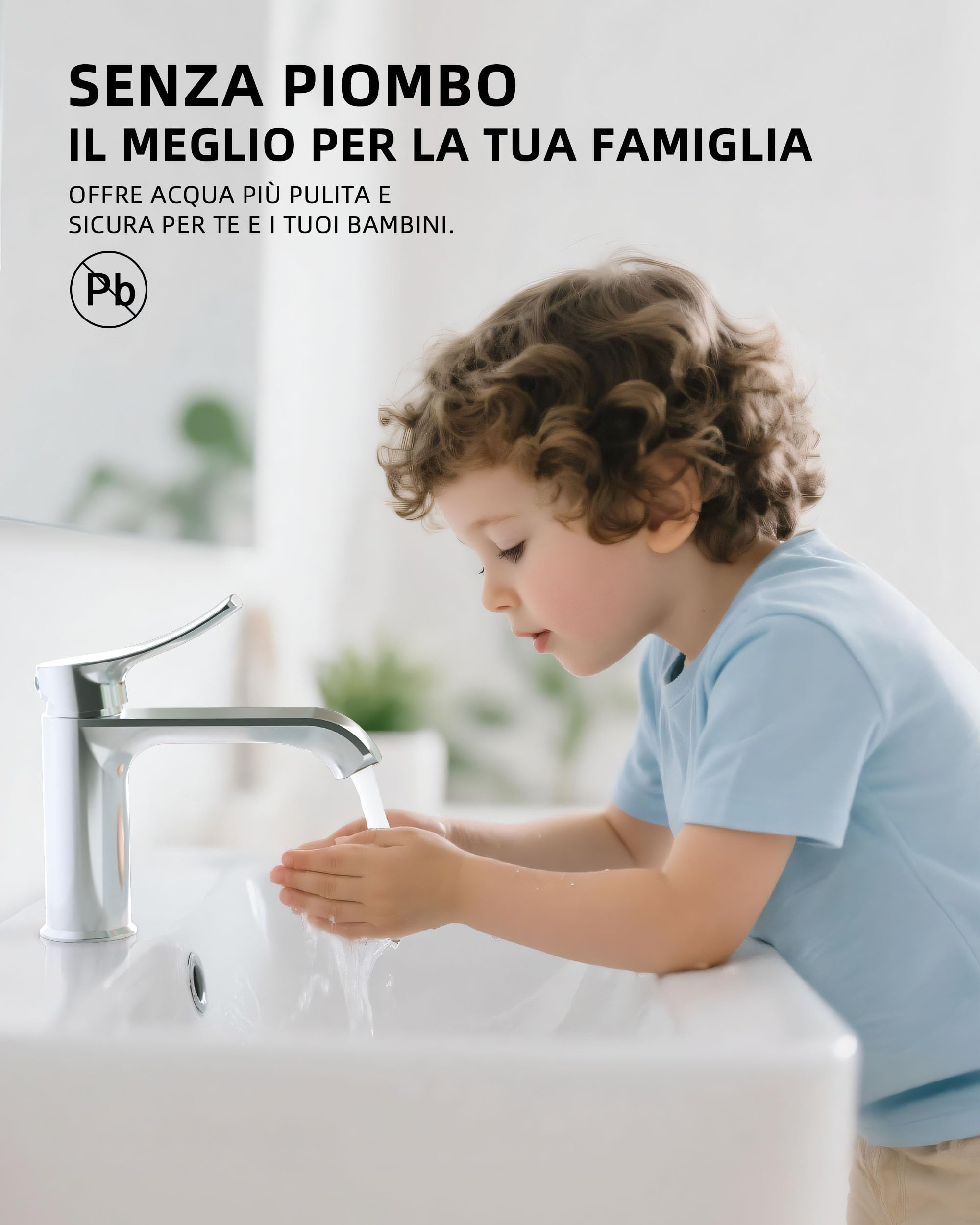 BELZ Rubinetto Monocomando per Lavabo di Bagno, Materiale Ottone Solido con Beccuccio 87mm, Senza Perdite e Risparmio Acqua, Adatto per Bagni e Servizi Igienici Ospitali, Cromato