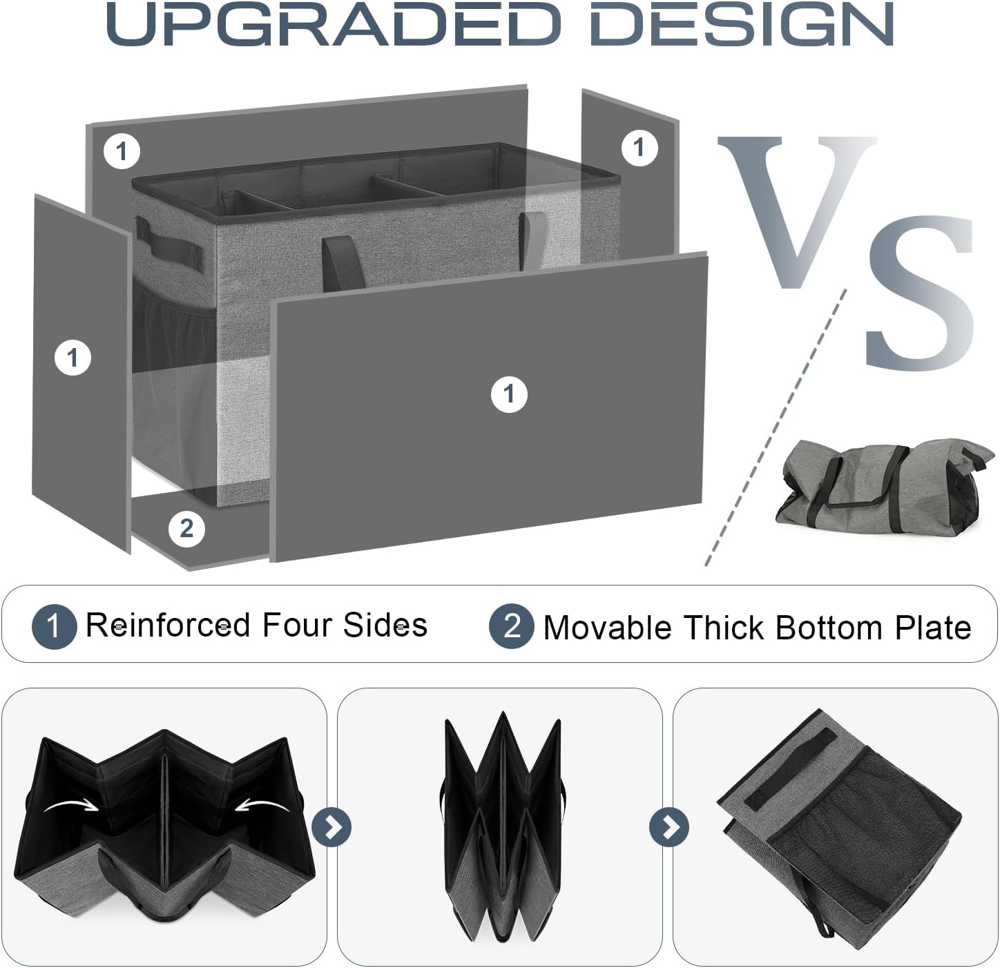 ZOMFELT 75L Standing Extra Large Utility Tote Bag with Removable Dividers & 4-sided Reinforced, Reusable Grocery Shopping Bags Foldable, Car Beach Travel Tote Bag with Handle for Picnics Laundry - Image 4