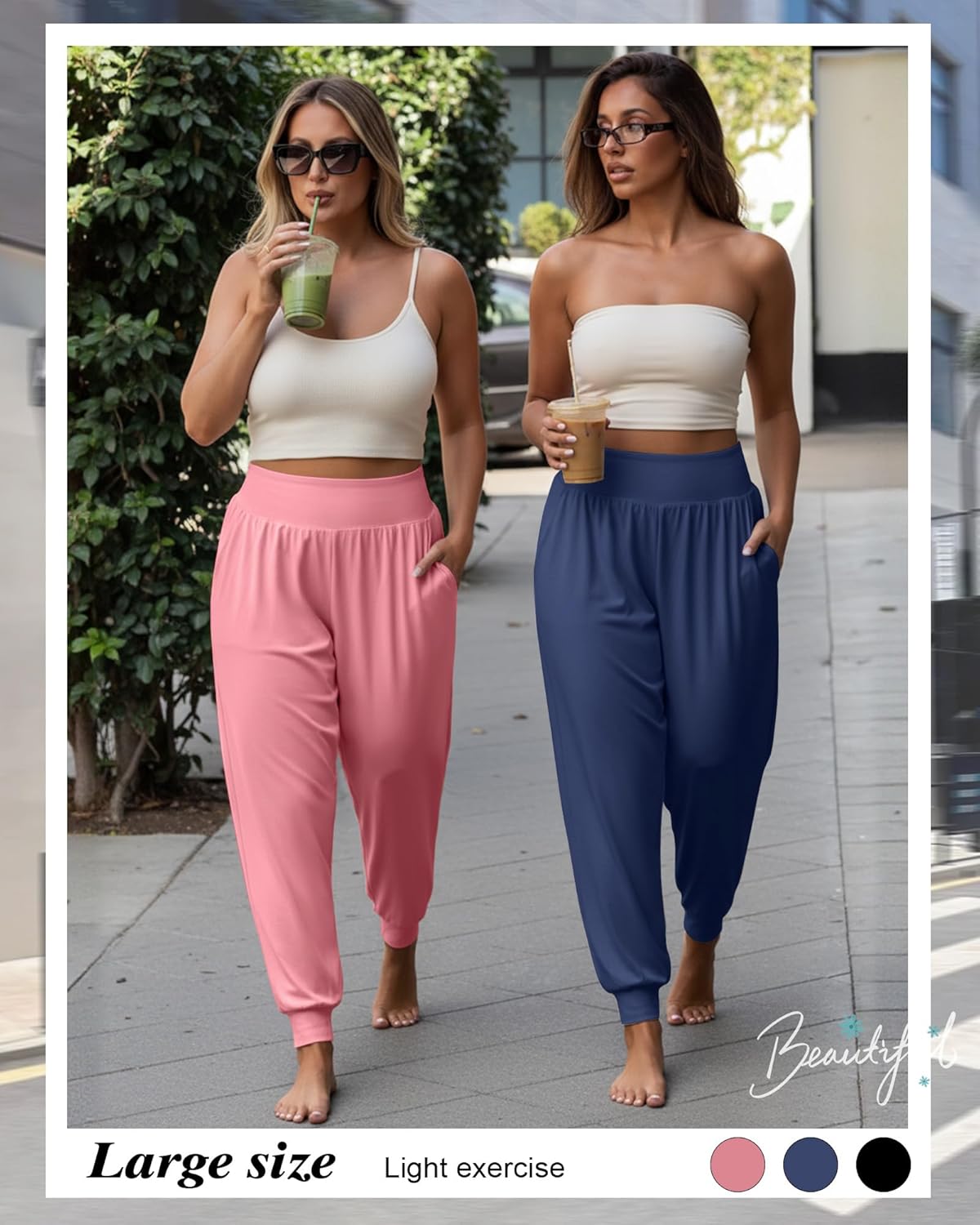 3 Pack Women's Plus Size Sweatpants, Comfy Lounge Yoga Joggers Casual High Waist Pants with Pockets - Image 5