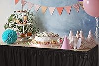 Vista 4 de DecorRack Paquete de 2 faldones de mesa, 29 pulgadas x 14 pies cada uno, sin BPA, desechables, reutilizables, falda rectangular para mantel