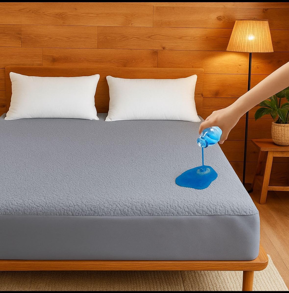 Kiara Furnishing Premium Cotton Waterproof Mattress Protector | 220 GSM+ | Non-Toxic Bed Protector | Mattresses Cover 75 * 30_Grey-image-14