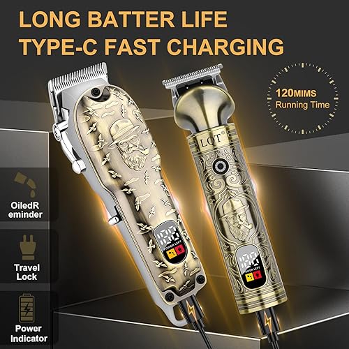 Miniatura 3 de Cortadora de pelo profesional para hombres  Kit de recortadora de pelo eléctrica inalámbrica y afeitadora de barba con cuchillas de acero