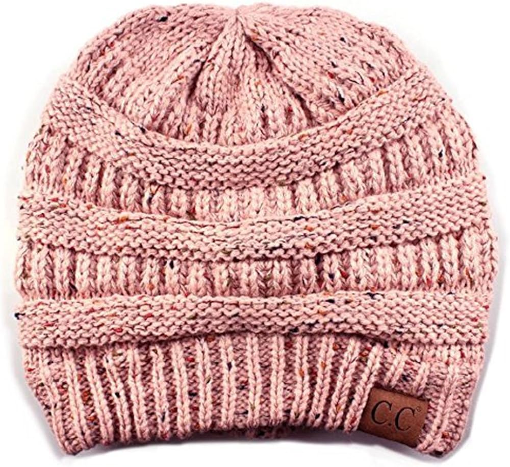 C.C Trendy Warm Chunky Soft Stretch Cable Knit Slouchy Beanie Skully HAT20A (Confetti Black) at  Women’s Clothing store