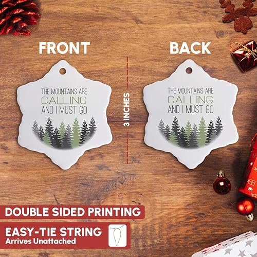 Miniatura 3 de 3dRose The Mountains are Calling and I Must go Pine Trees on White... - Adornos (ORN_323454_1)