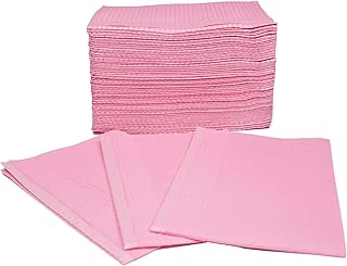 125 Pink Disposable Dental Bibs 13"x18" | 3 Ply Waterproof Dental/Tattoo/Nail Bib for Patients | Dental Tray Covers, Salon Cover | Disposable Patient Bibs, Dental Bibs Disposable (125, Pink)