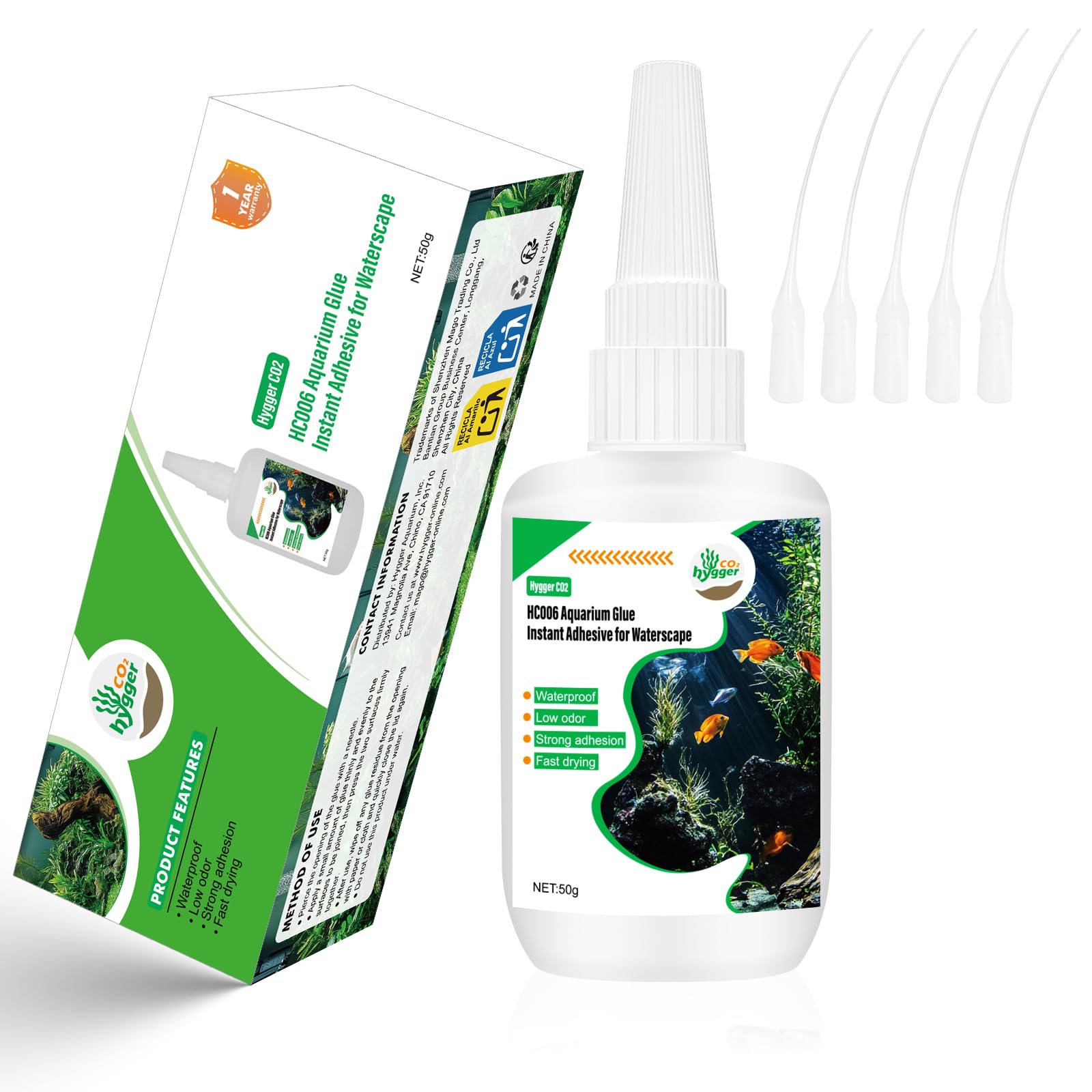 Hygger CO2 Special Aquarium Liquid Glue for Fish Tank Landscaping, Aquarium Safe Instant Glue for Driftwood, Rocks, Stones,Build Beautiful Waterscapes,Cannot Be Used for Aquatic Plants or Corals