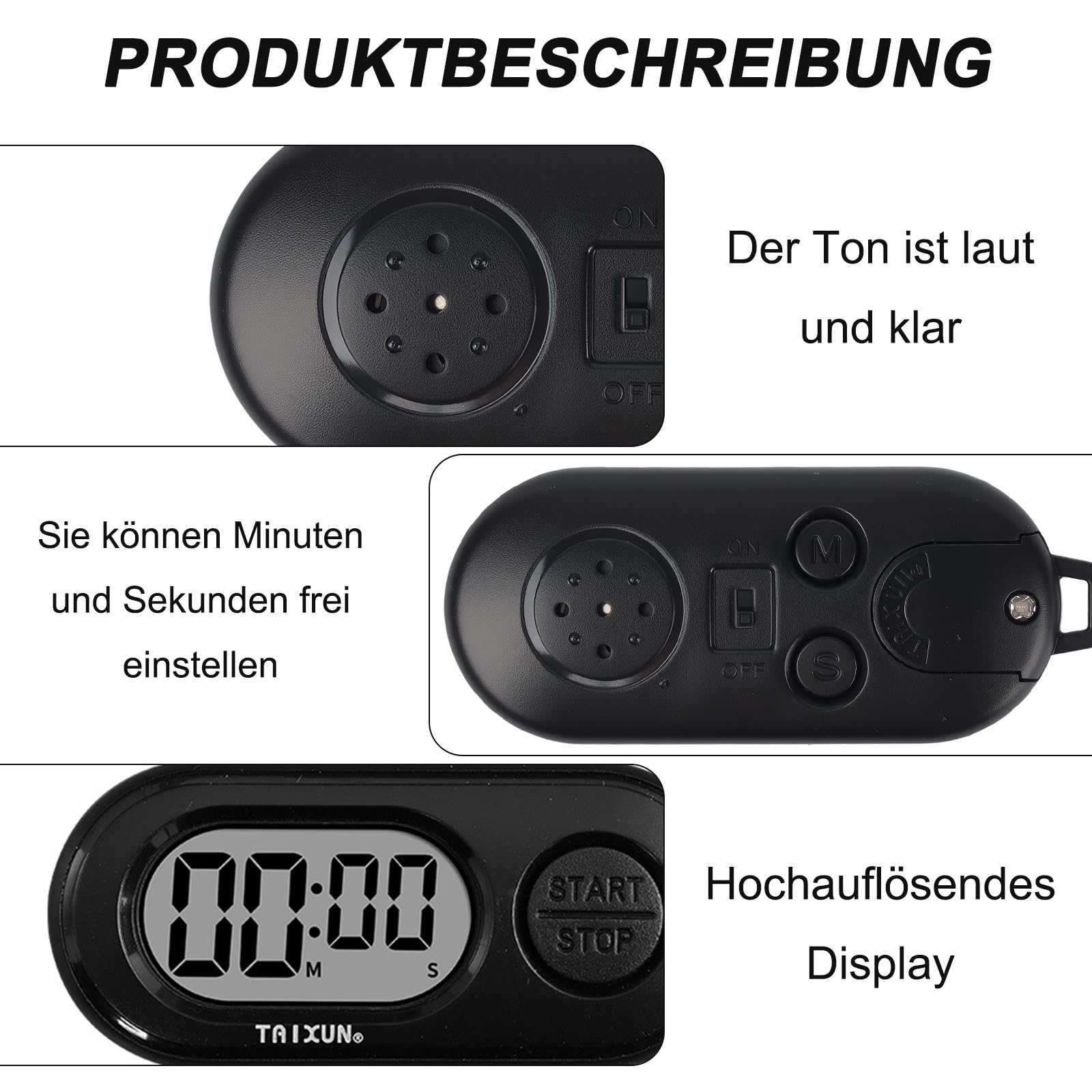 Mini Countdown Time Timer - Klingeltonversion Timer Kinder mit Schlüsselanhänger, Eieruhr Digital, Küchenuhr, Sportliche Stop Watch Schlüsselanhänger, Digitale Zeitschaltuhr für Kochen,Studieren,Übung