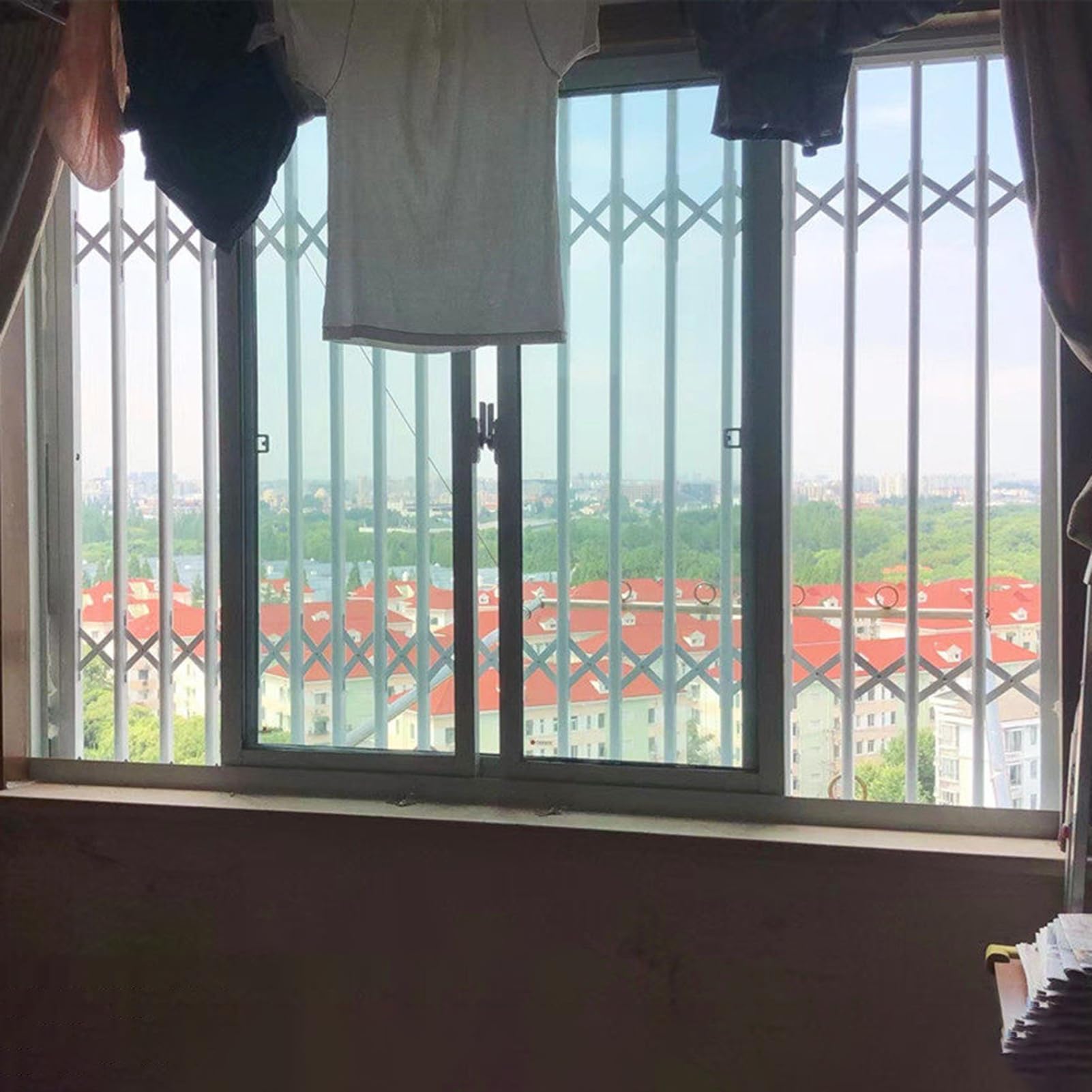 Faltbare Sicherheitsfensterstangen, strapazierfähig, einziehbar, einbruchsicher, Fenstergitter, individuell abschließbarer Sicherheitsfensterschutz, Schiebetürschlossstange