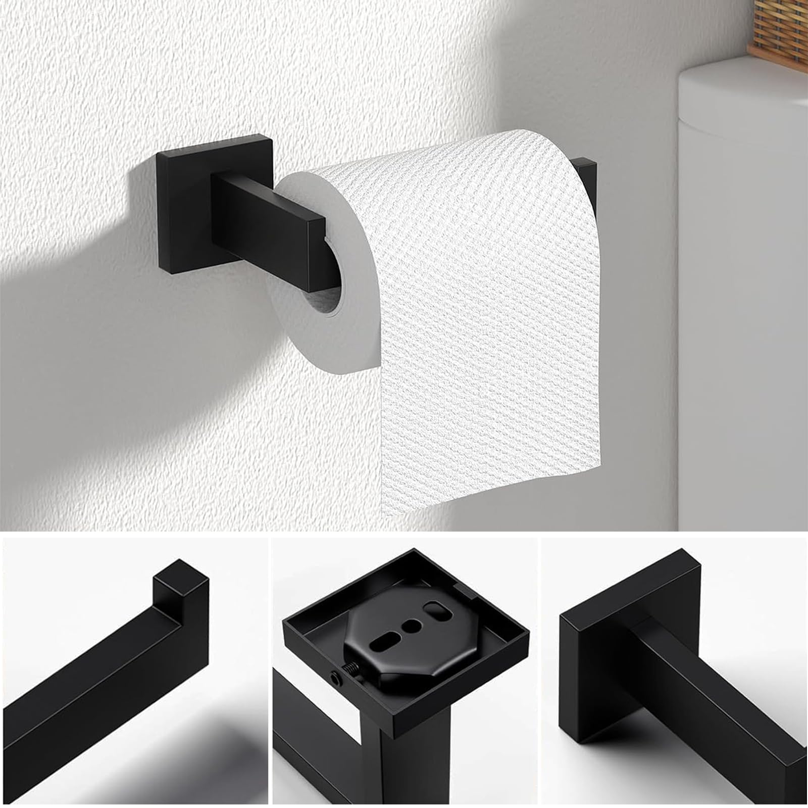 JOPOFI Toilet Paper Holder - Bathroom Toilet Roll Holder - Matte Black — Amazon image 3
