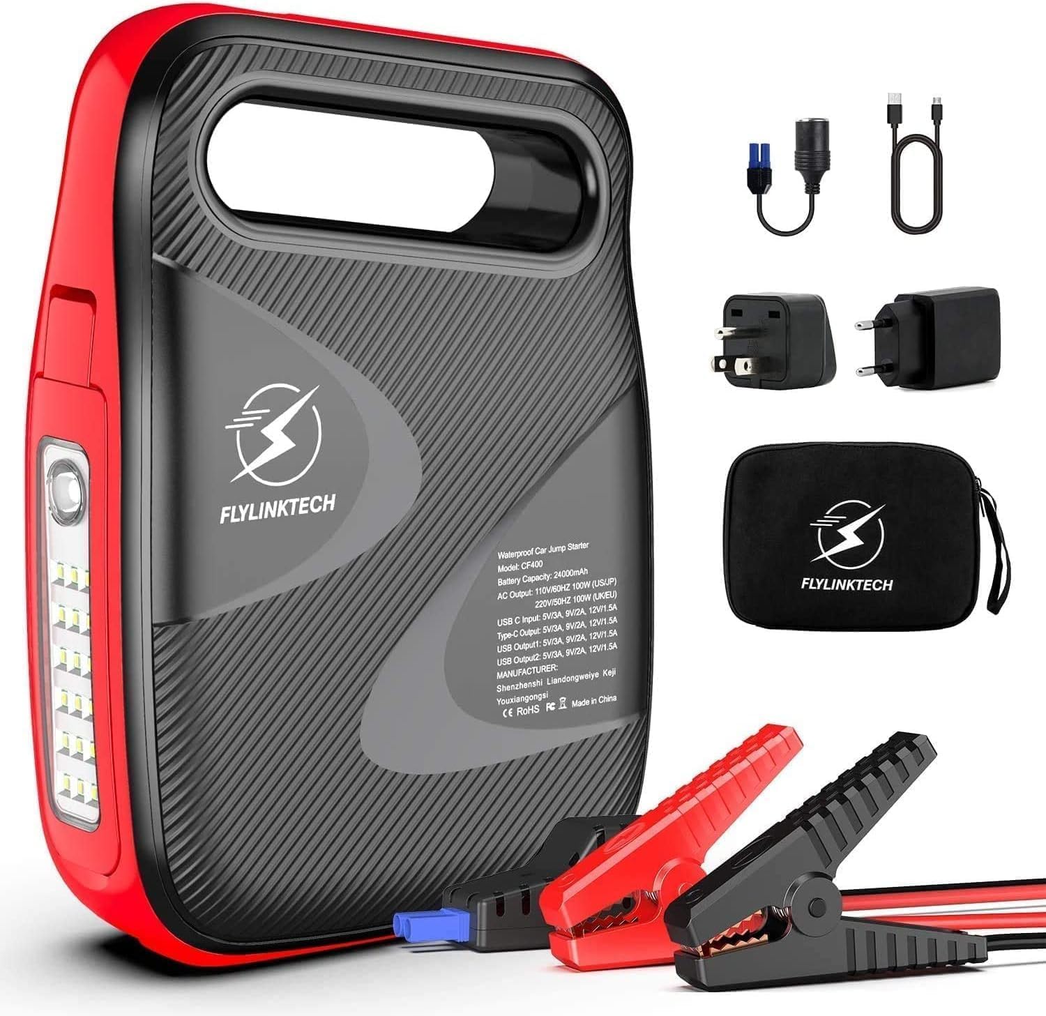 FLYLINKTECH CF500 Jump Starter with accessories