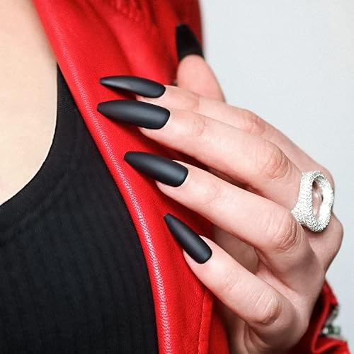 Miniatura 6 de ALLKEM Burnt Red  Bailarina extra larga cubierta completa de uñas largas de ataúd  20 piezas de uñas postizas acrílicas de cubierta completa, 10