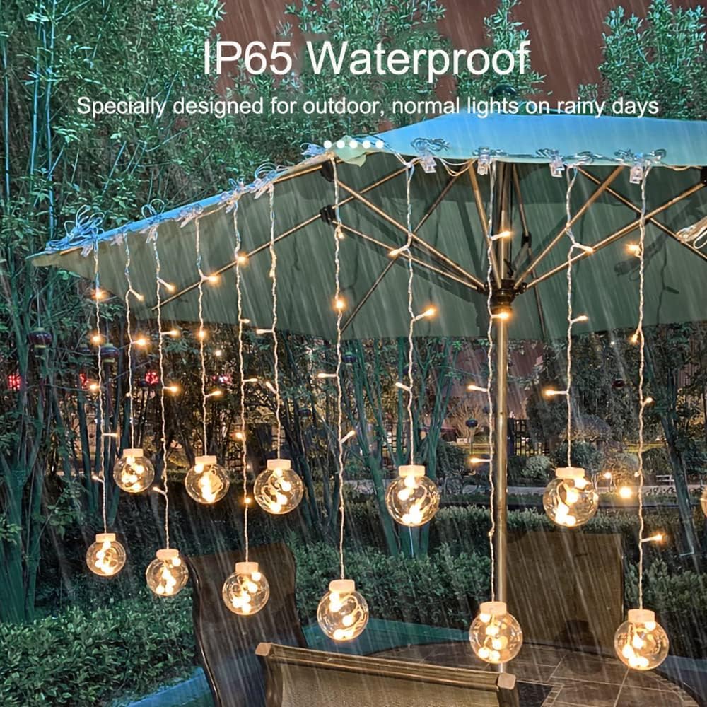 Solar Wunschball Fee Vorhang Lichter, wasserdichte 8-Modi blinkende String Lichter mit Fernbedienung für Schlafzimmer, Weihnachten, Hochzeit, Party Dekoration (Warmweiß)