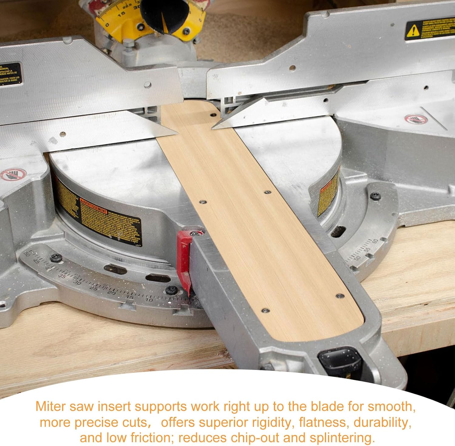 Zero Clearance Insert Plate Compatible with DeWalt 12-Inch Sliding Miter Saws DWS779, DWS780, DHS790, DWS782 & DHS780 - Natural MDF Replacement Throat Plate for Tear-Out Reduction - Model DW-4Y