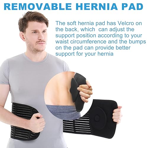 Miniatura 2 de Cinturón de hernia umbilical para hombres y mujeres, soporte de cintura inferior para soporte de hernia de ombligo con almohadilla, alivio del dolor