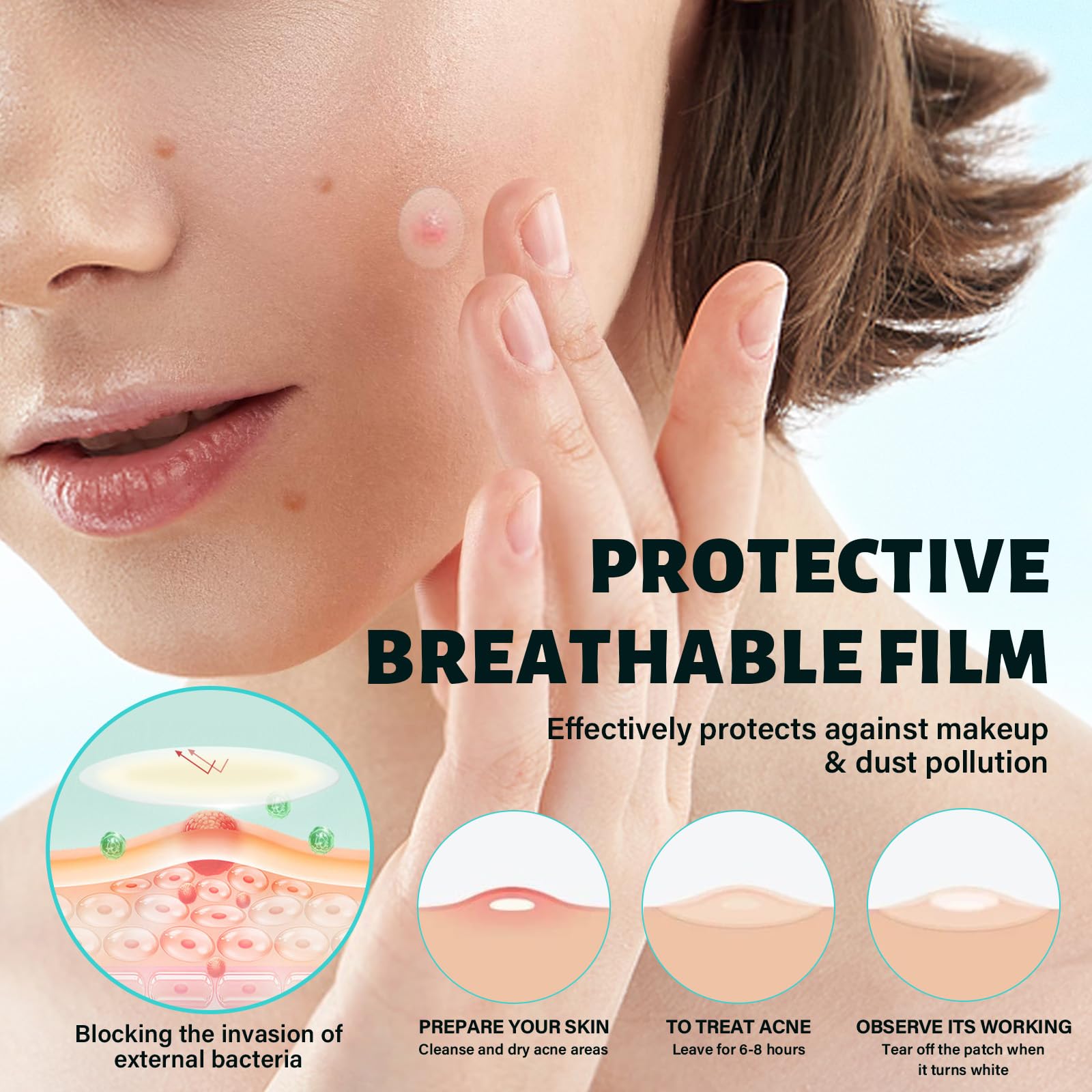 385 Pezzi Cerotti brufoli, Invisibili Cerotti Idrocolloidali, Con olio di Tea Tree e Centella Asiatica, Patch Brufoli Assorbenti Impermeabile e Traspirante, 2 In 1 Giorno e Notte Acne Patch