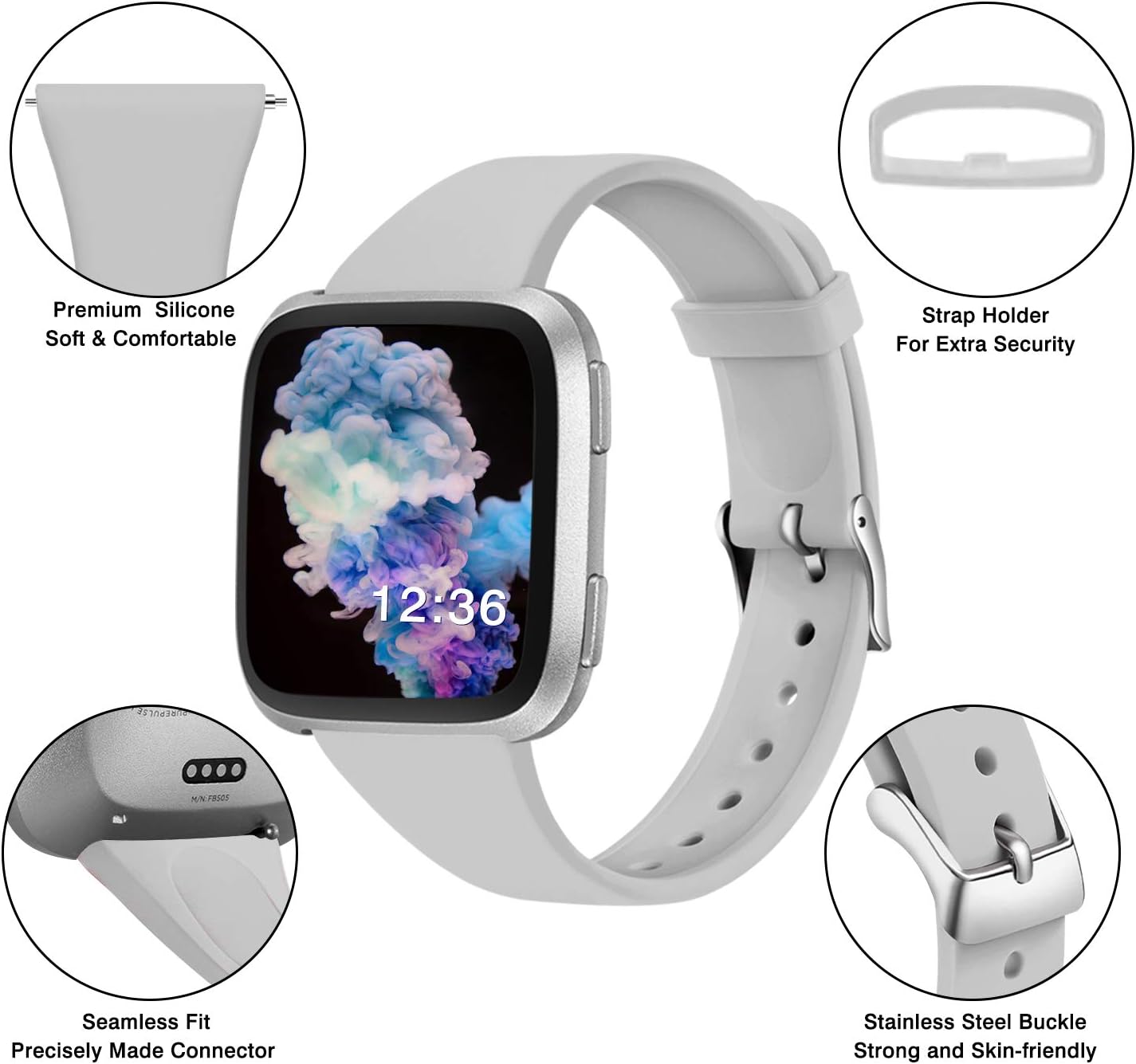 Hamile Bands Compatible for Fitbit Versa 2/Versa/Lite/Special Edition(SE), Slim Narrow Soft Silicone Band Accessories Replacement Wrist Strap Wristbands for Versa Smart Watch, Women Men Girls
