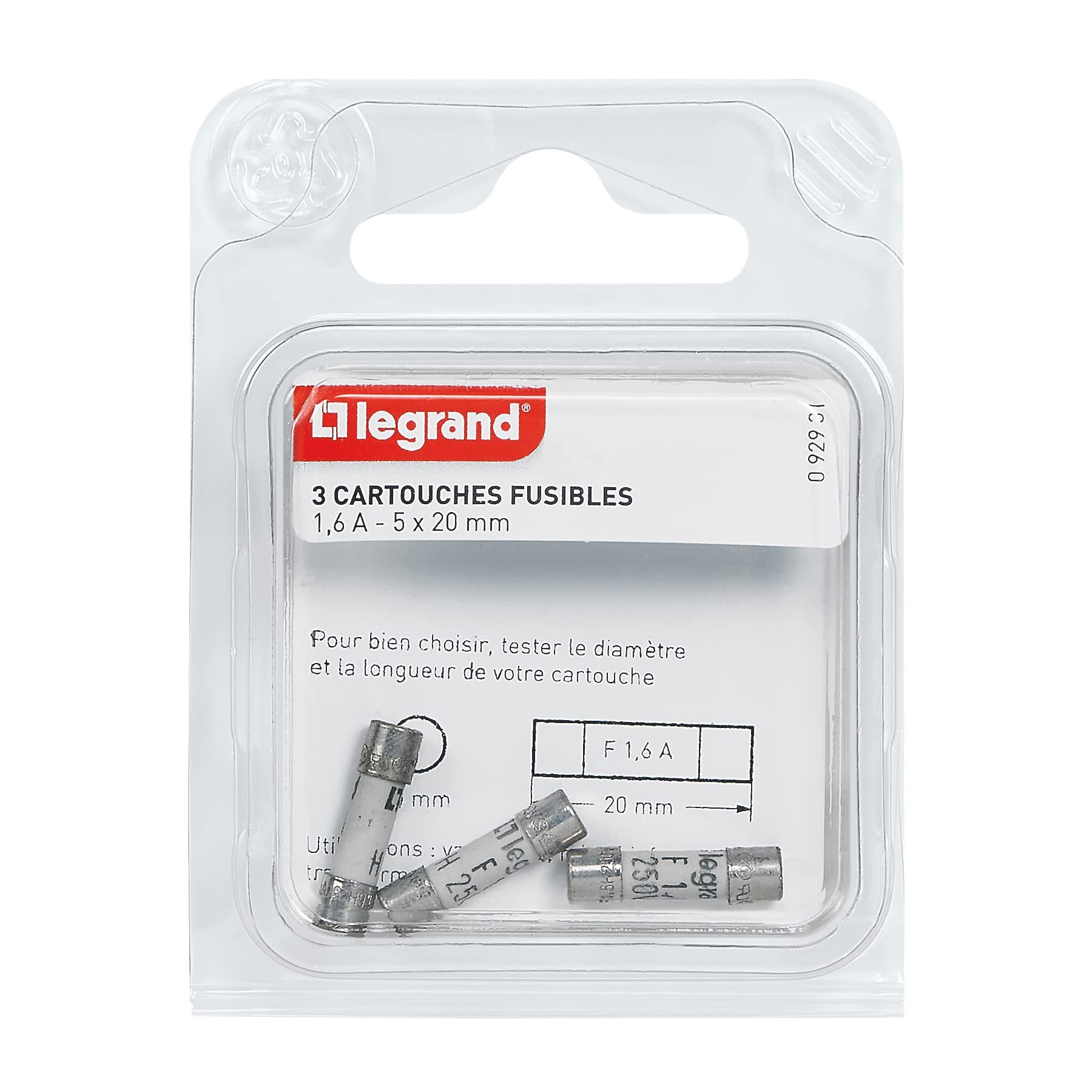 Image secondaire de Legrand - Cartouches fusibles pour appareils électroniques - 5x20mm - 1,6A