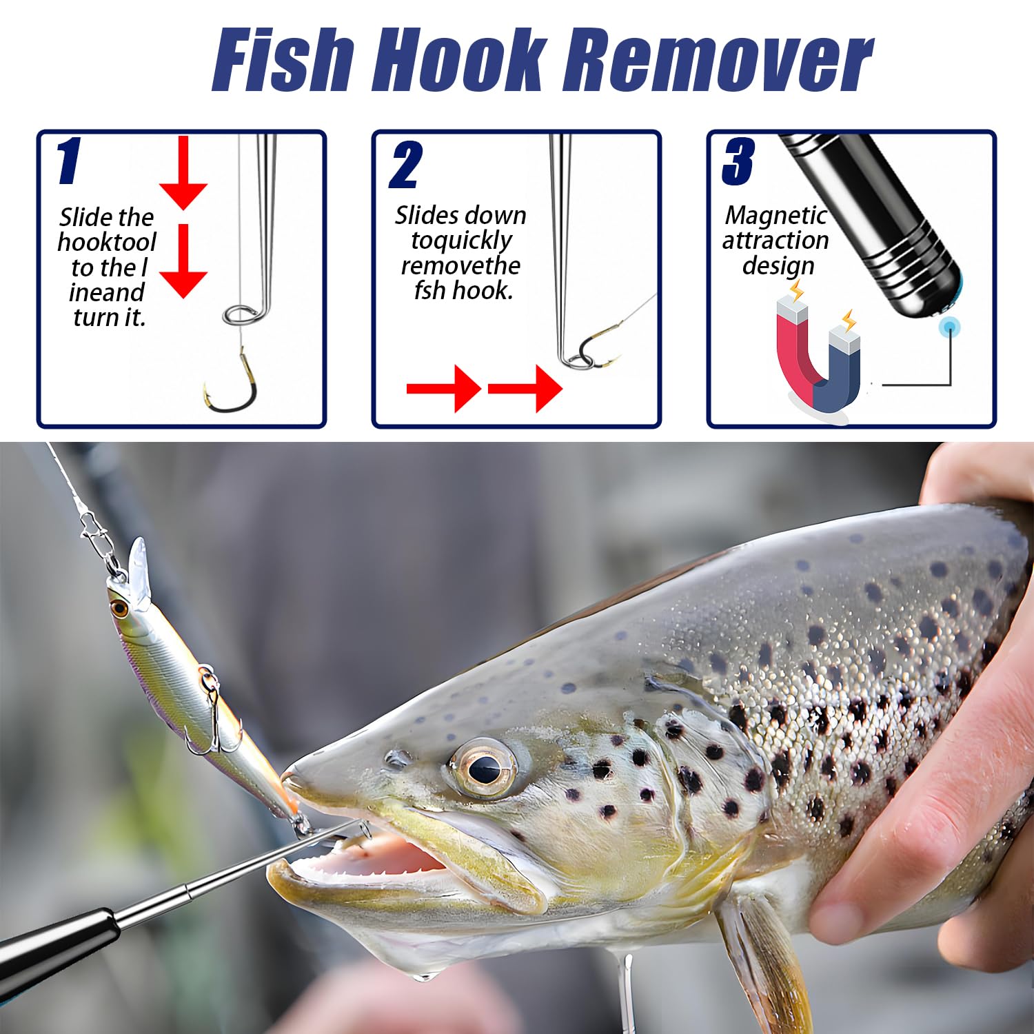 Pesca Accessori Set 3PCS Ammazza Pesci in Alluminio Bastone per Pescare Mazza da Pesca in Alluminio Slamatore Pesca Fishing Tool Set