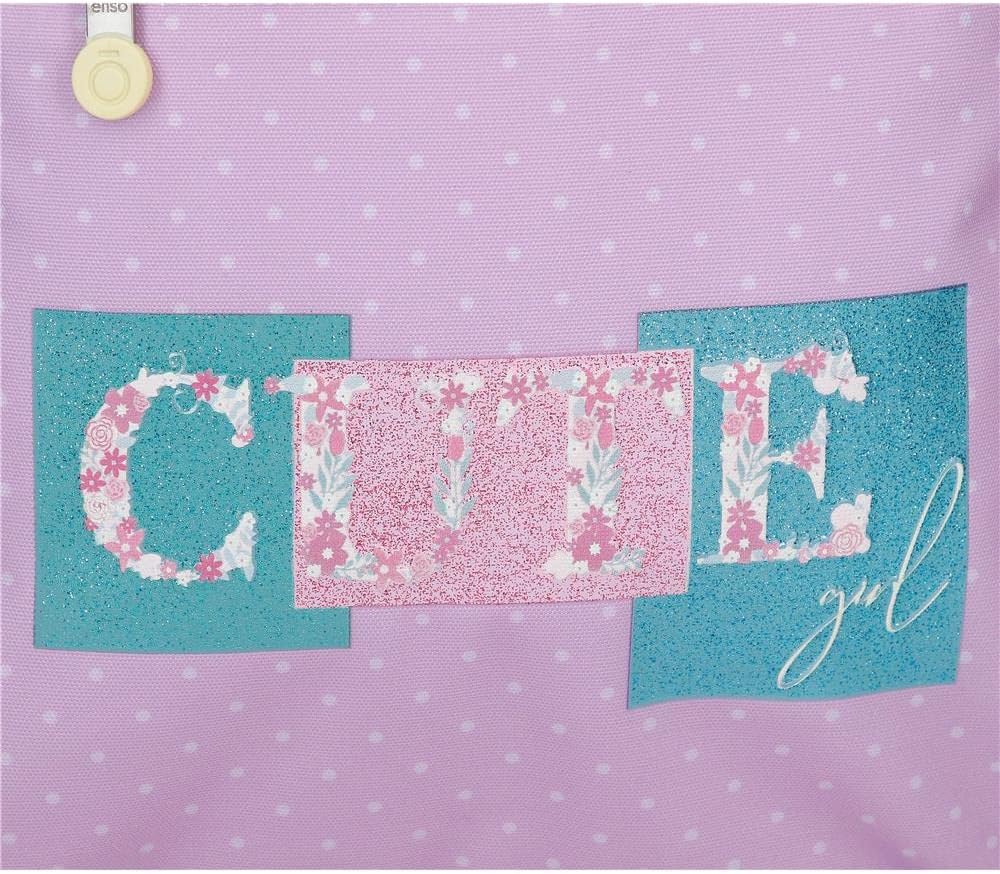 Enso Cute Girl Pencil Case Round, Berry, Neceser Dos Compartimentos Adaptable, Makeup bag