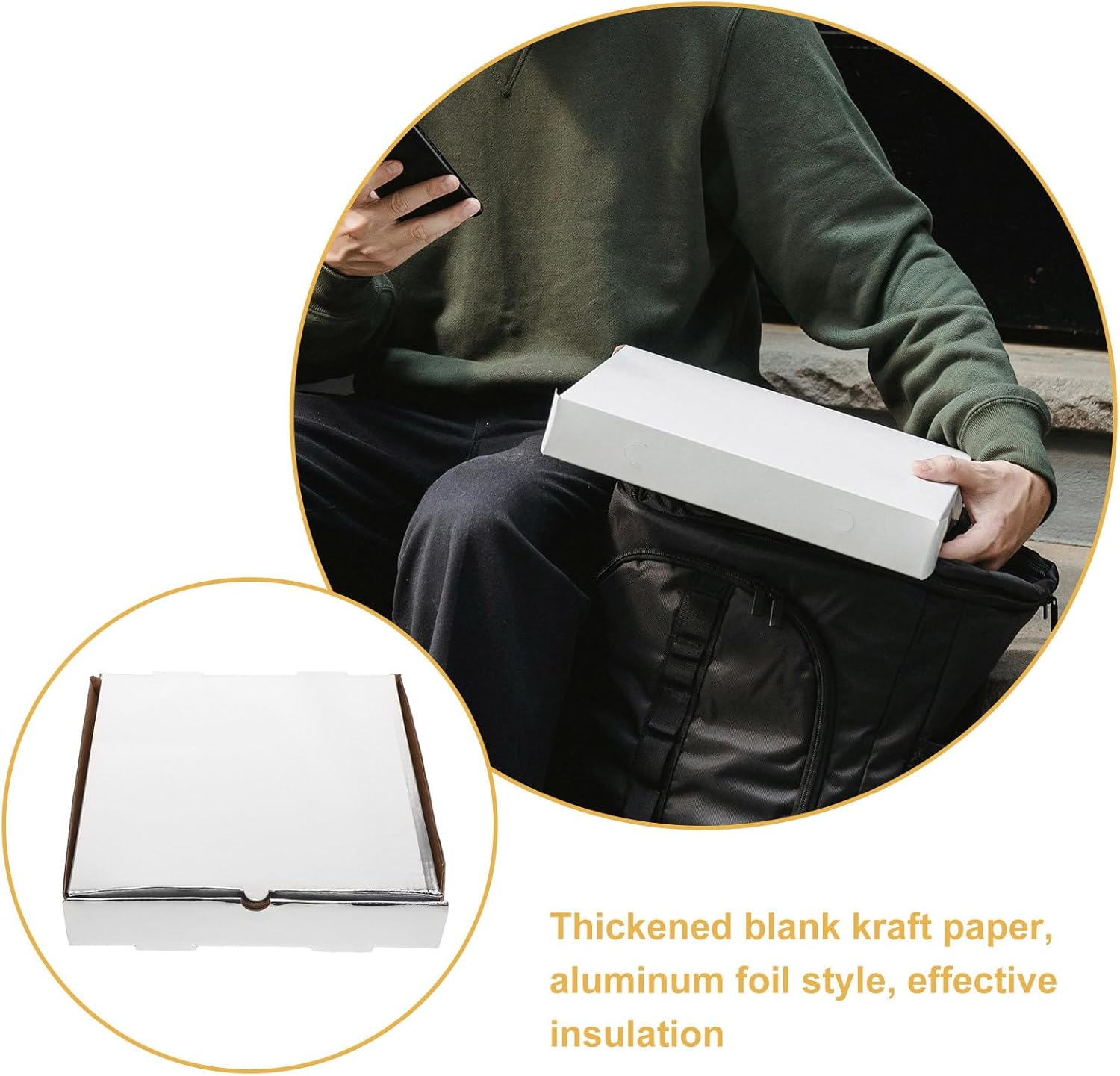 SHERCHPRY 10pcs Thick Kraft Paper Pizza Boxes 9-inch Takeout Containers Portable Corrugated Food Storage for Restaurants
